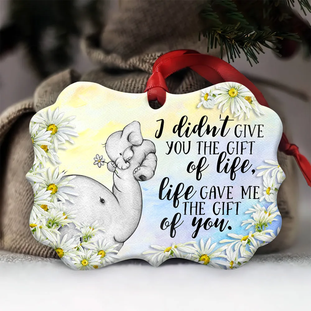 Elephant Family Life Give Me The Gift Of You Metal Ornament - Christmas Ornament - Christmas Gift