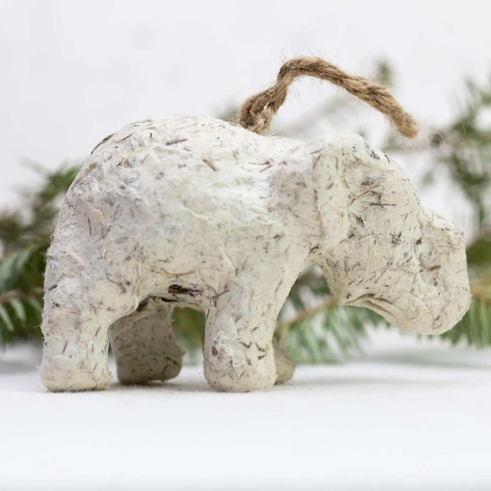 Elephant POOPOOPAPER Ornaments - Set of 2 Elephants - Natural