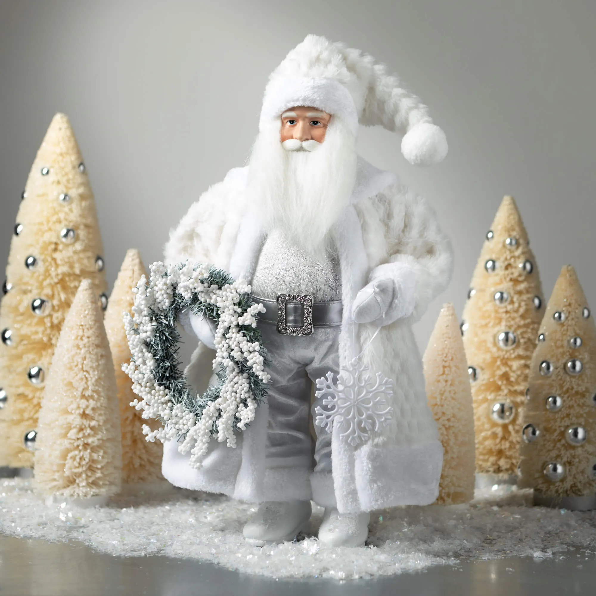 Frosty White Santa Figurine