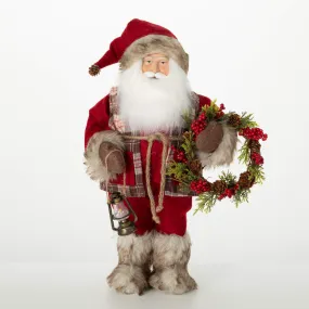 Fur Plaid Rustic Santa Figure