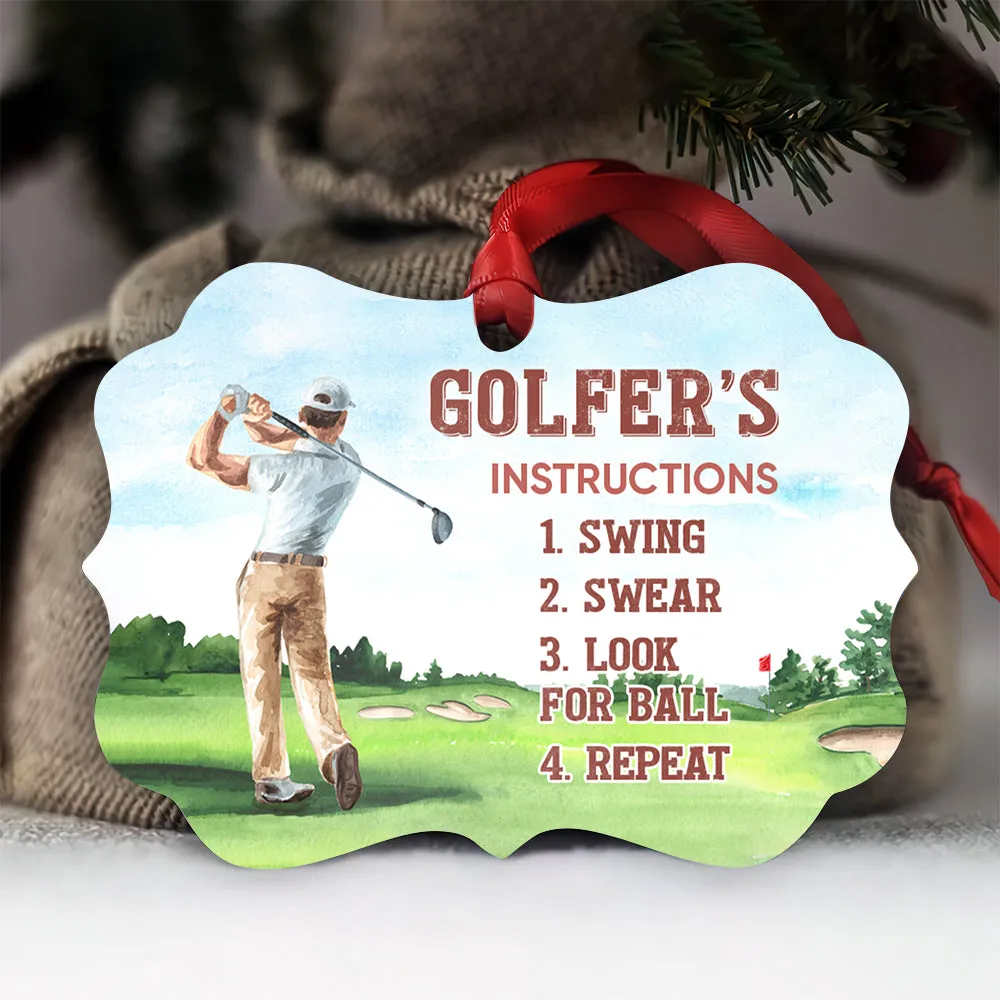 Golfer Instruction Metal Ornament - Christmas Ornament - Christmas Gift