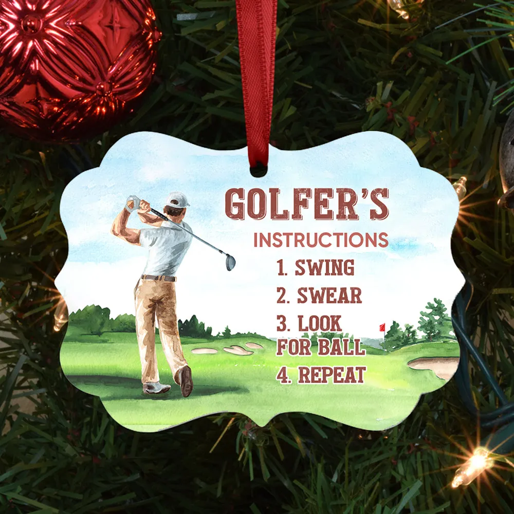 Golfer Instruction Metal Ornament - Christmas Ornament - Christmas Gift