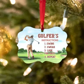 Golfer Instruction Metal Ornament - Christmas Ornament - Christmas Gift