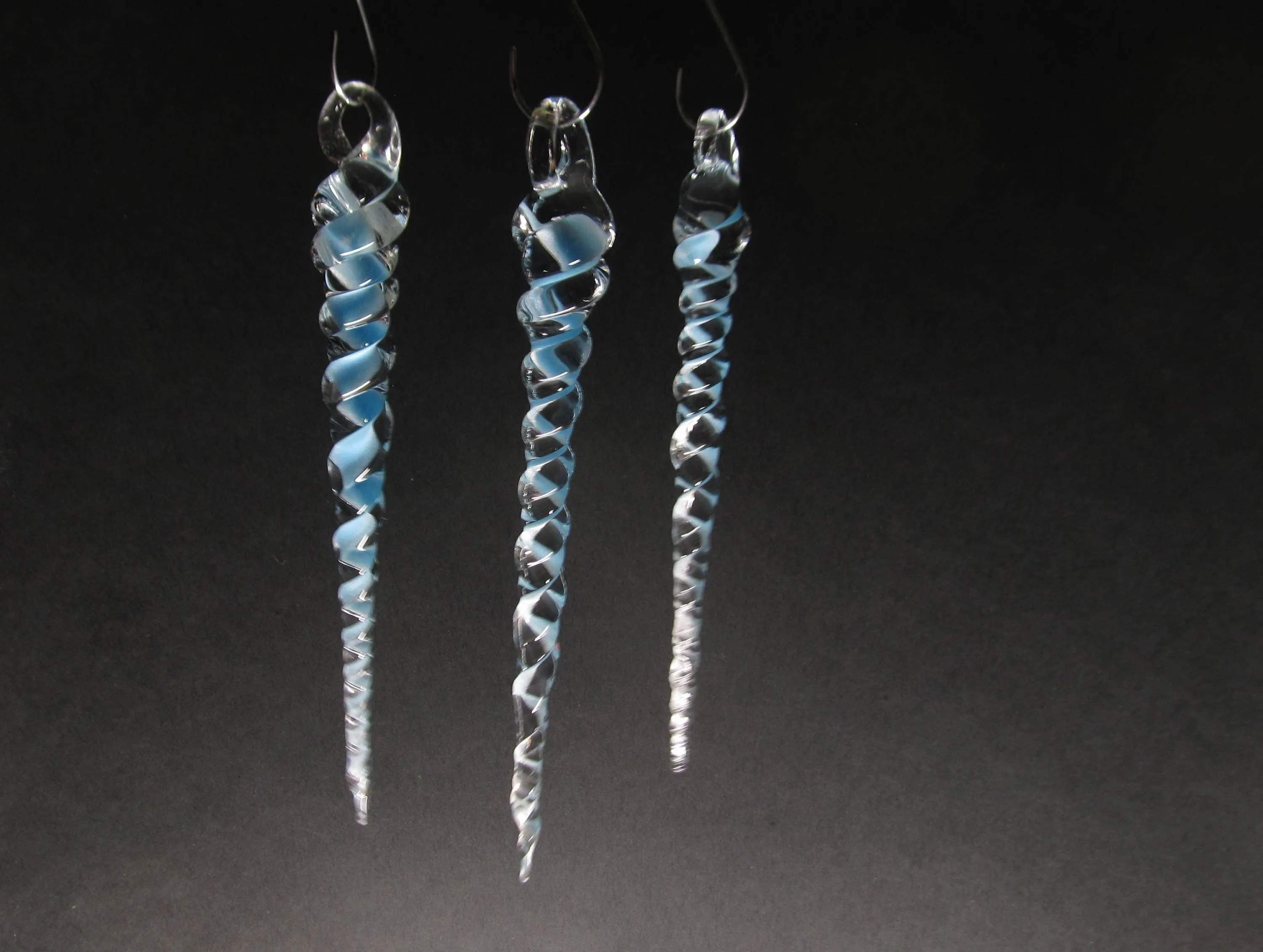 Handmade Glass Icicles, 3 Pack, Glass Icicle Tree Ornaments