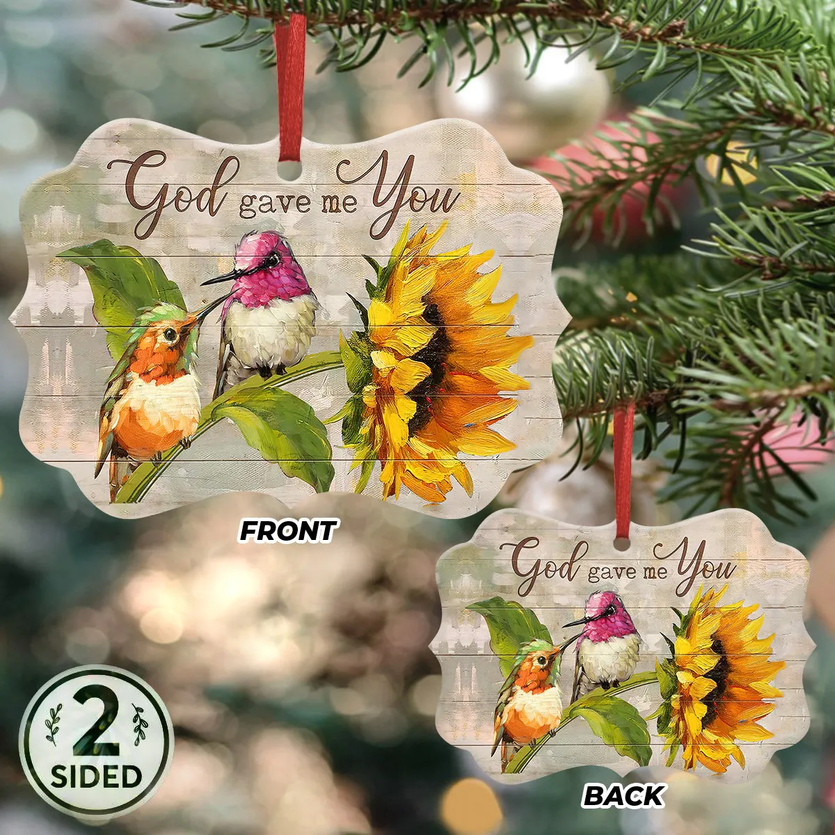 Hummingbird Couple Faith Wood Style Metal Ornament - Christmas Ornament - Christmas Gift