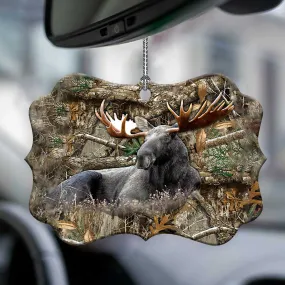 Hunting Moose Hunting In The Forest Metal Ornament - Christmas Ornament - Christmas Gift