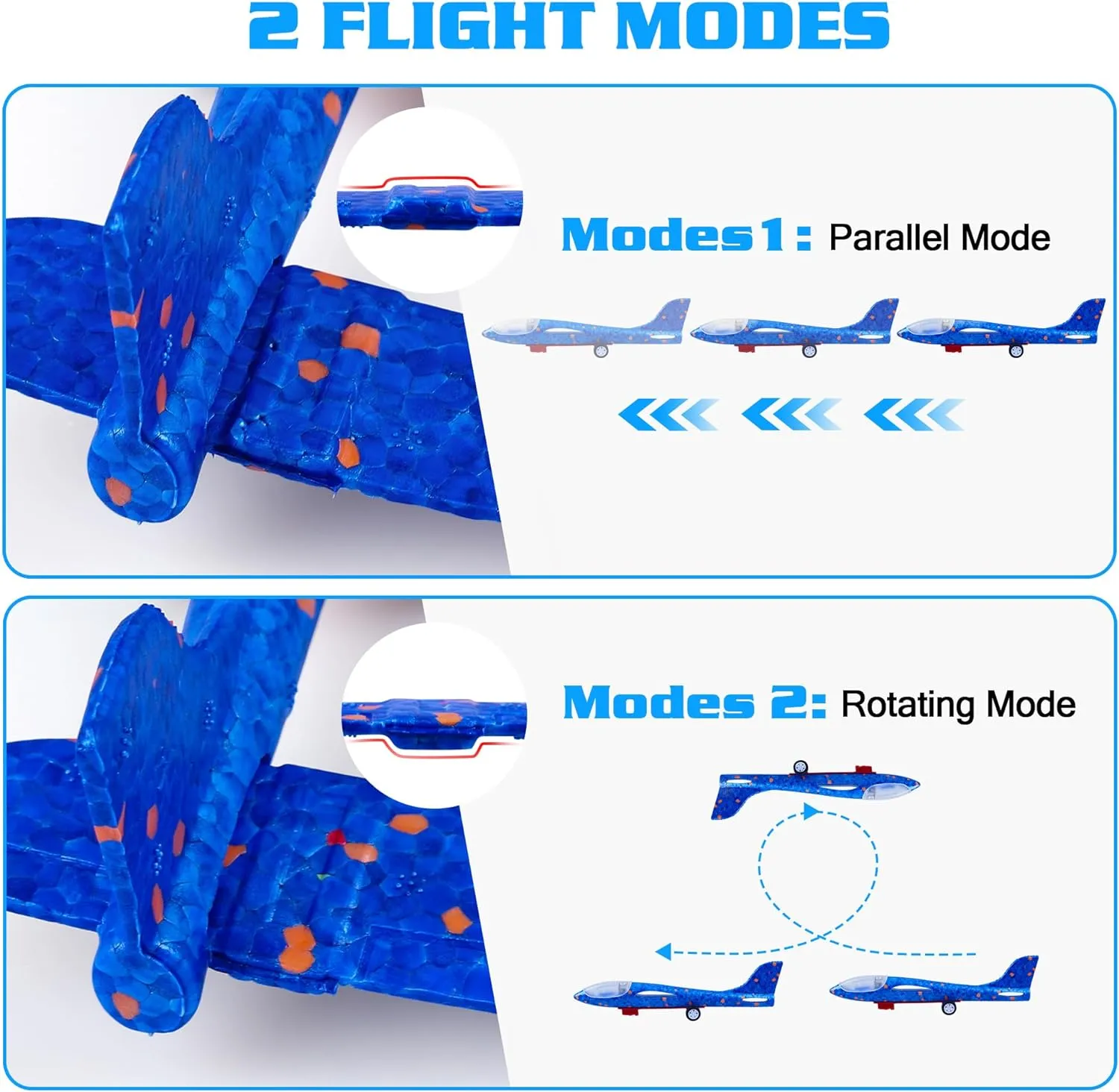 ITEM# 0201   4 Pack Airplane Launcher Toys, 2 Flight Modes LED Foam Glider Catapult Plane, Outdoor Flying Toy (Watch Video)