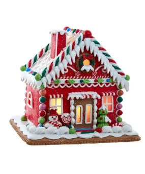 LED Gingerbread House with Snowman