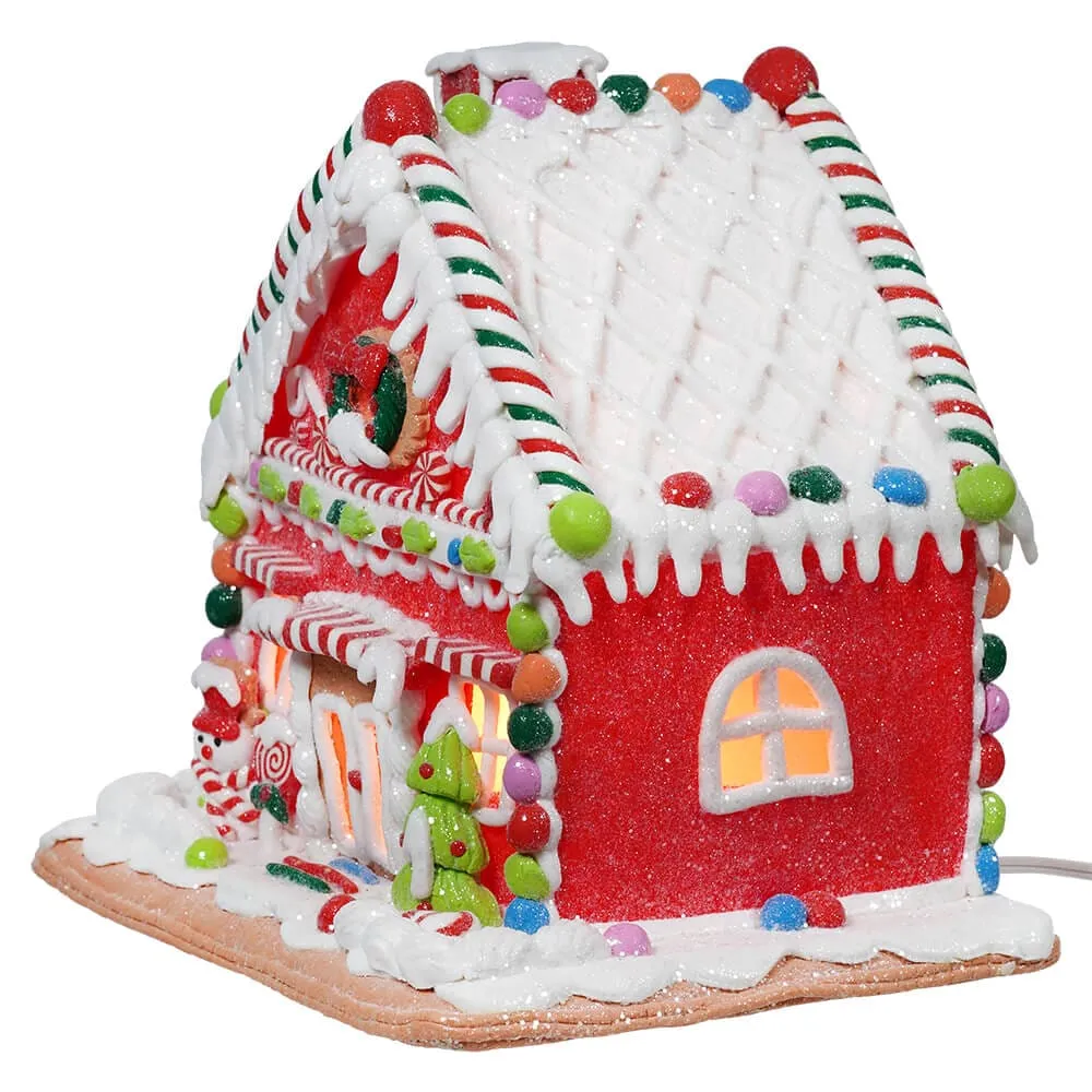 LED Gingerbread House with Snowman