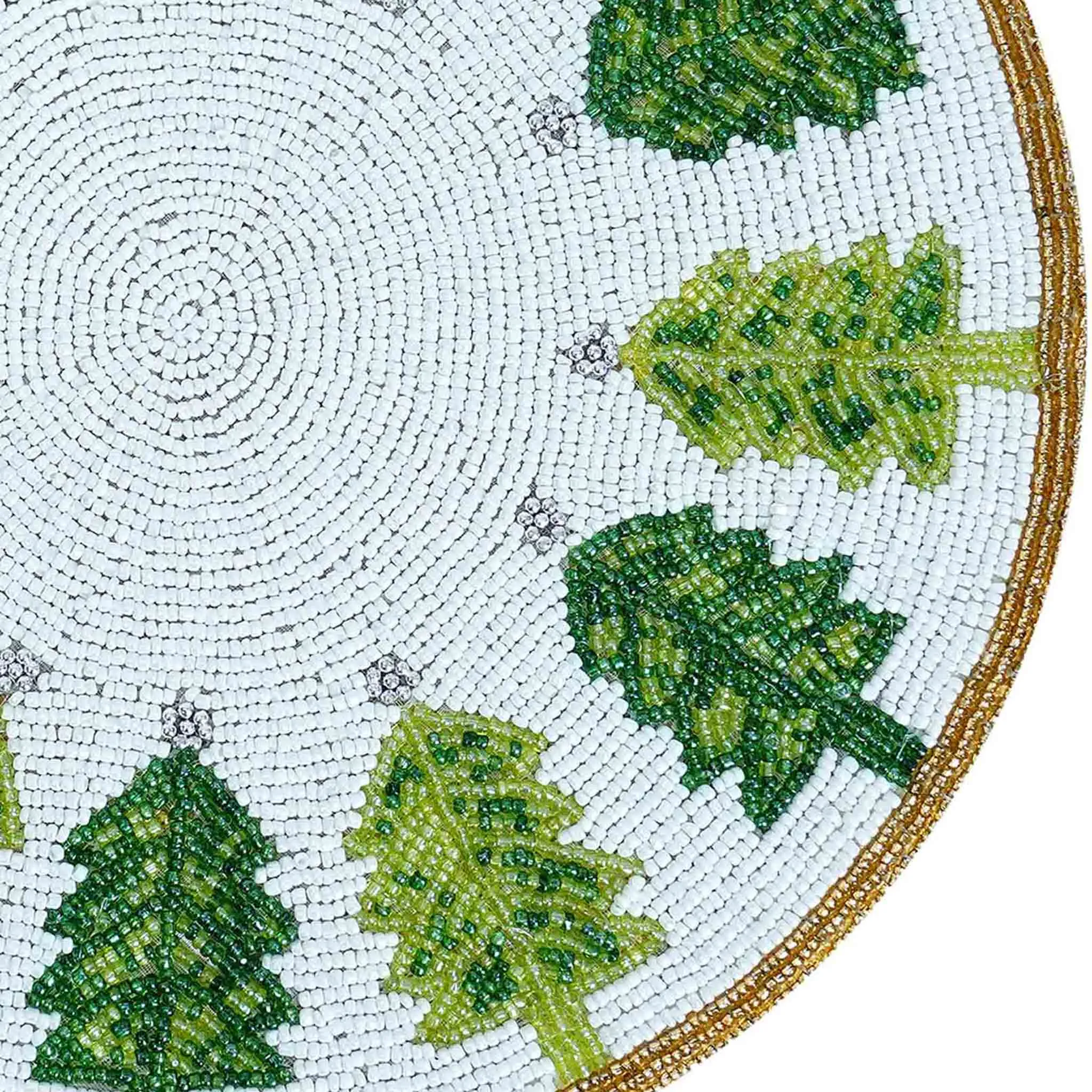 O Christmas Tree Beaded Placemat in White & Green, Set of 2