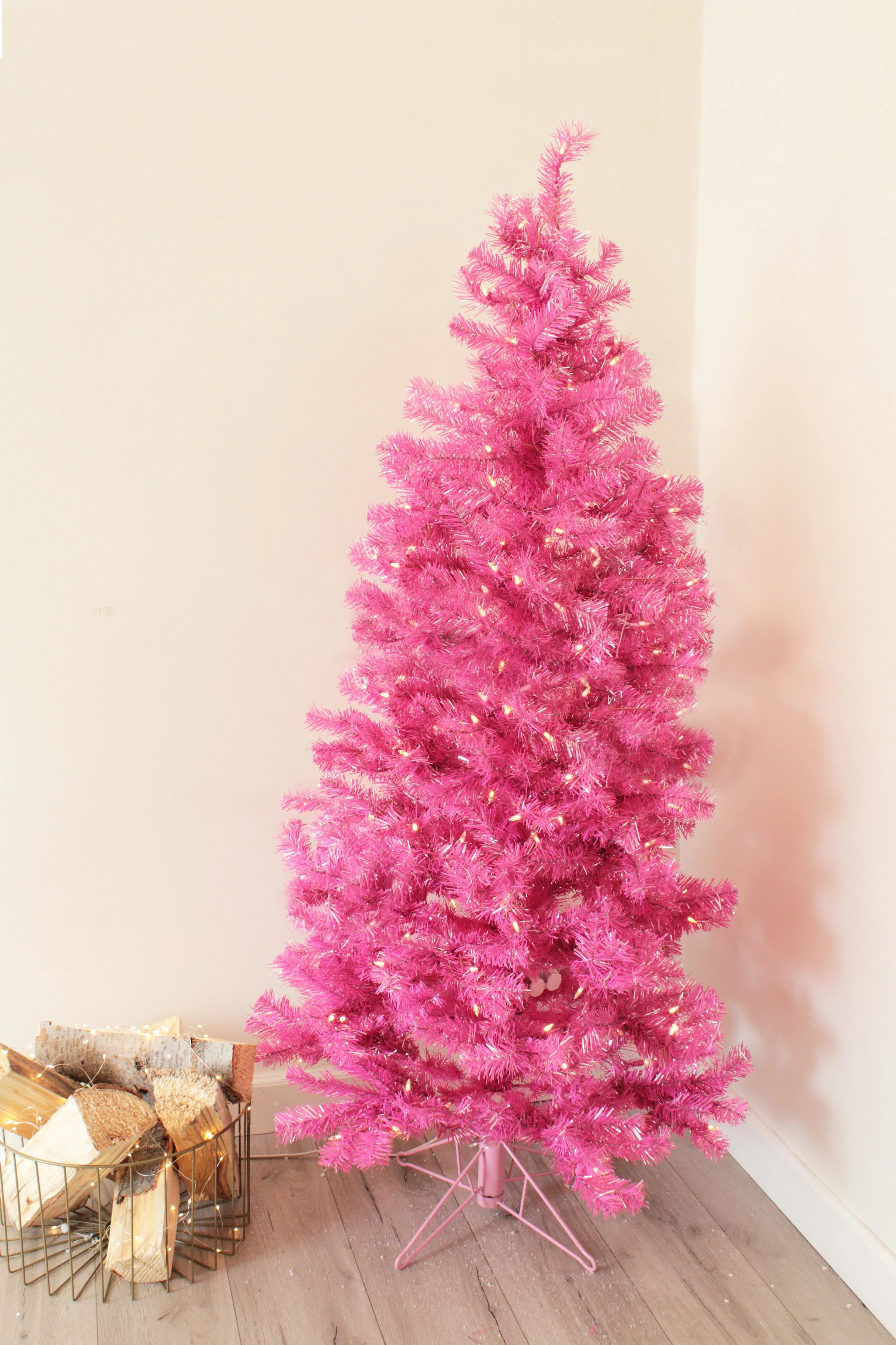 OPEN BOX 6.5' Prelit Light Pink Christmas Tree with Warm White Lights