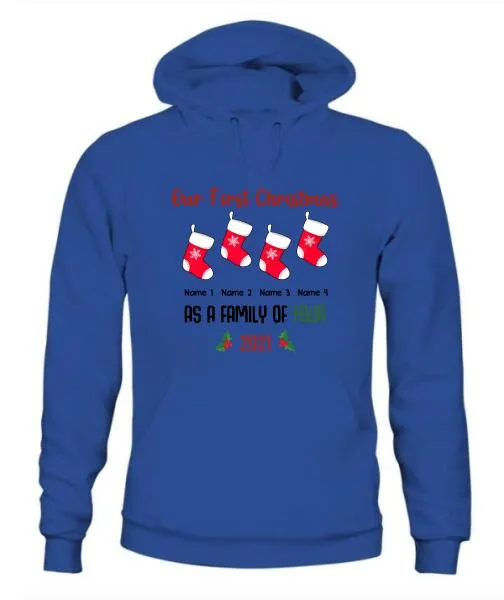 Our Family First Christmas Personalized Graphic Apparel - Design and Names can be customized