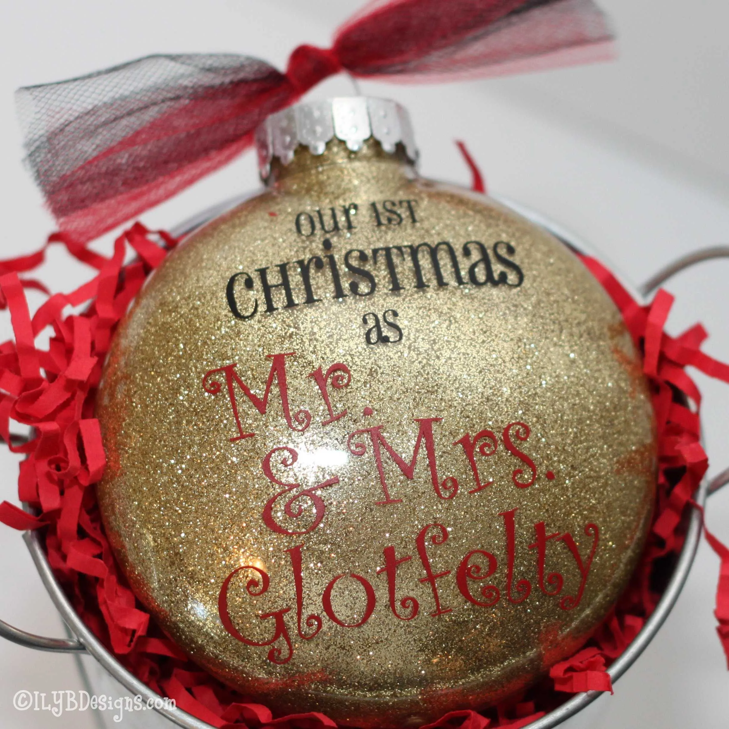 Our First Christmas as Mr. & Mrs. Ornament | Personalized Glitter