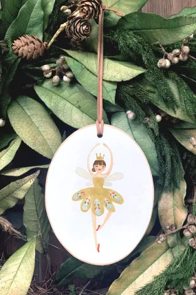 Oval Ornament-Gold Ballerina