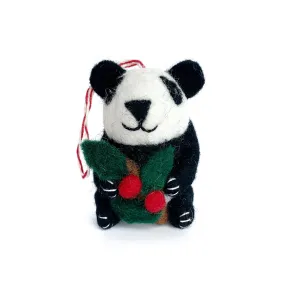 Panda Bear Ornament, Tufted Wool