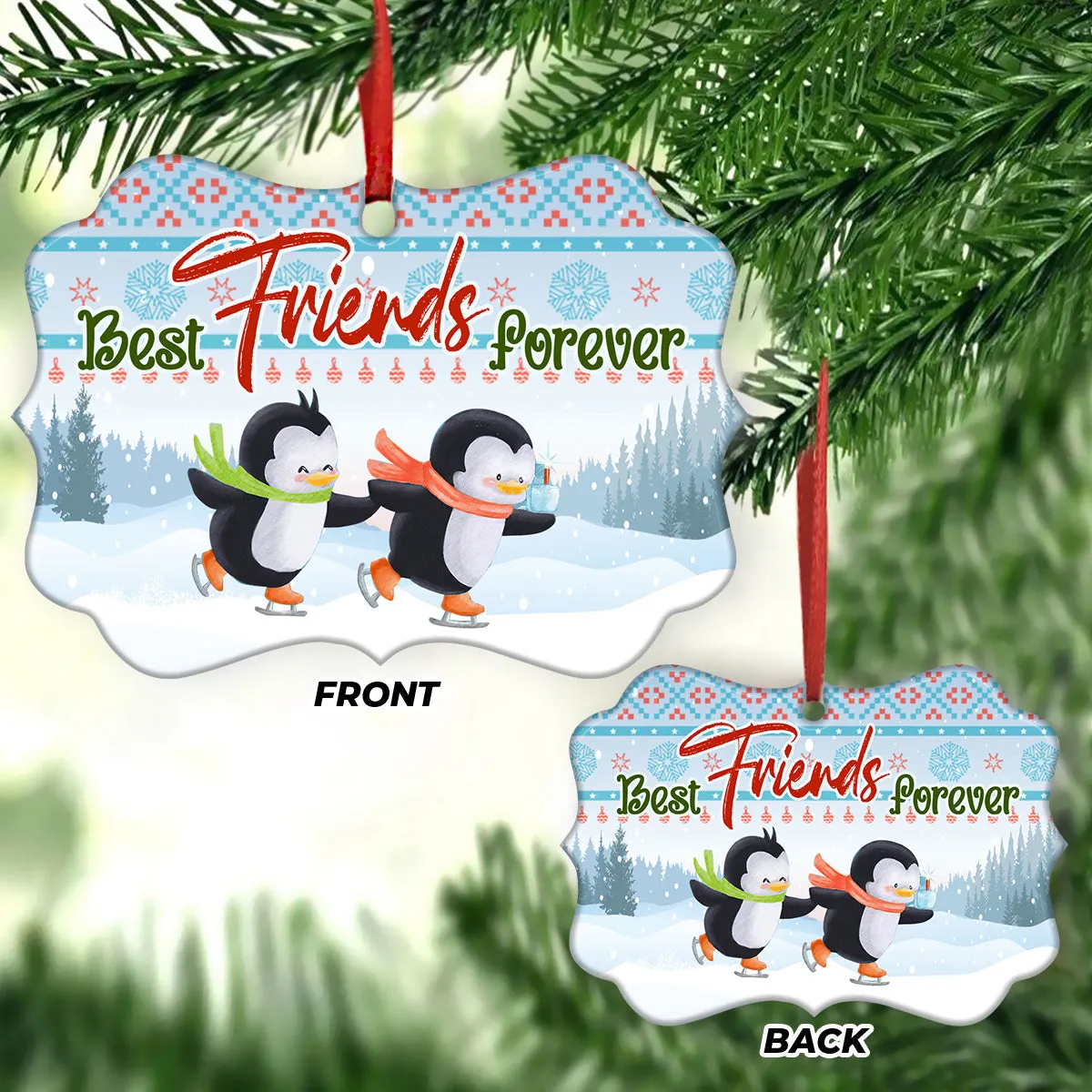 Penguin Bestie Best Friend Forever Metal Ornament - Christmas Ornament - Christmas Gift