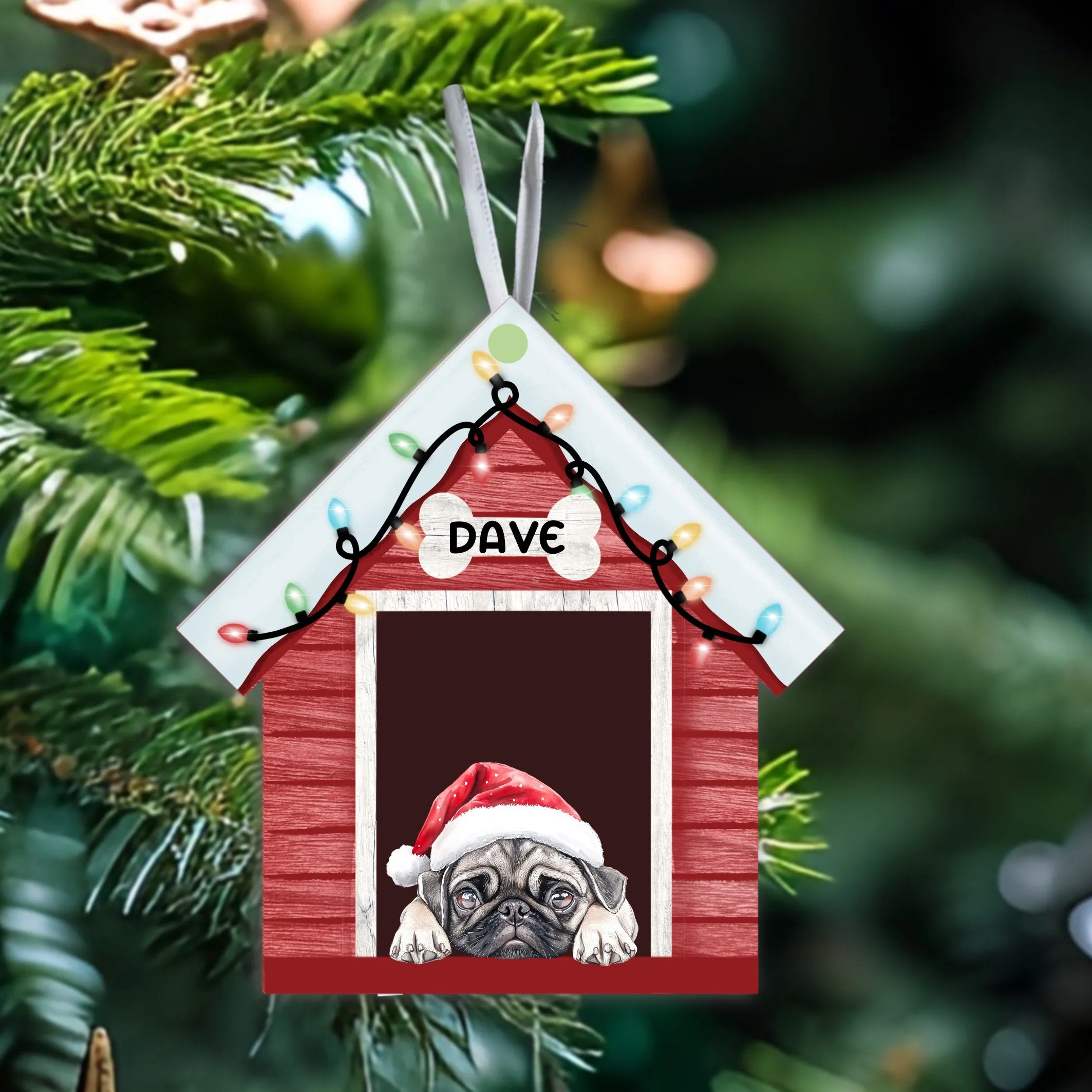 Personalised Christmas Dog Kennel Hanging Ornament – Custom Dog Photo or Choose Your Breed