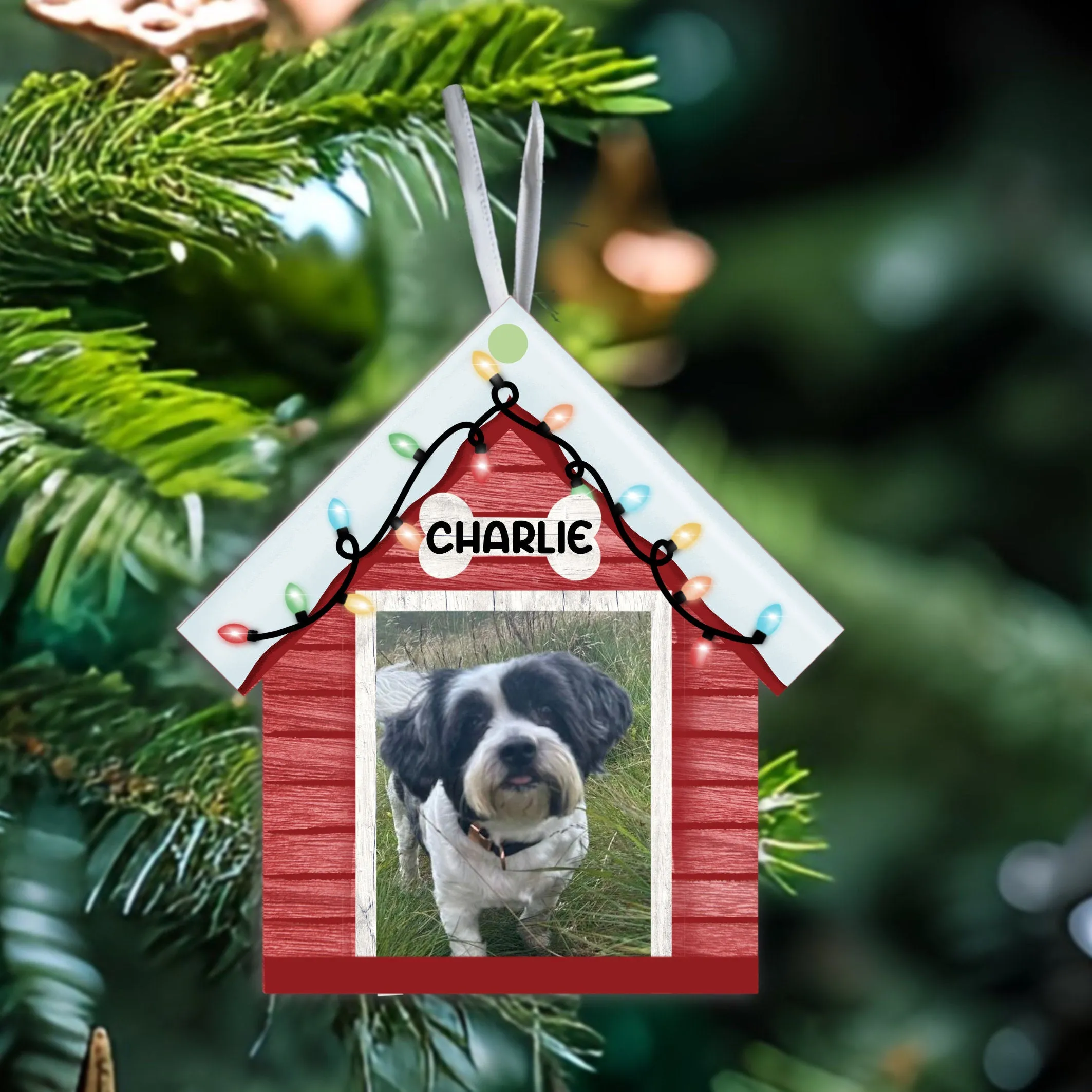 Personalised Christmas Dog Kennel Hanging Ornament – Custom Dog Photo or Choose Your Breed