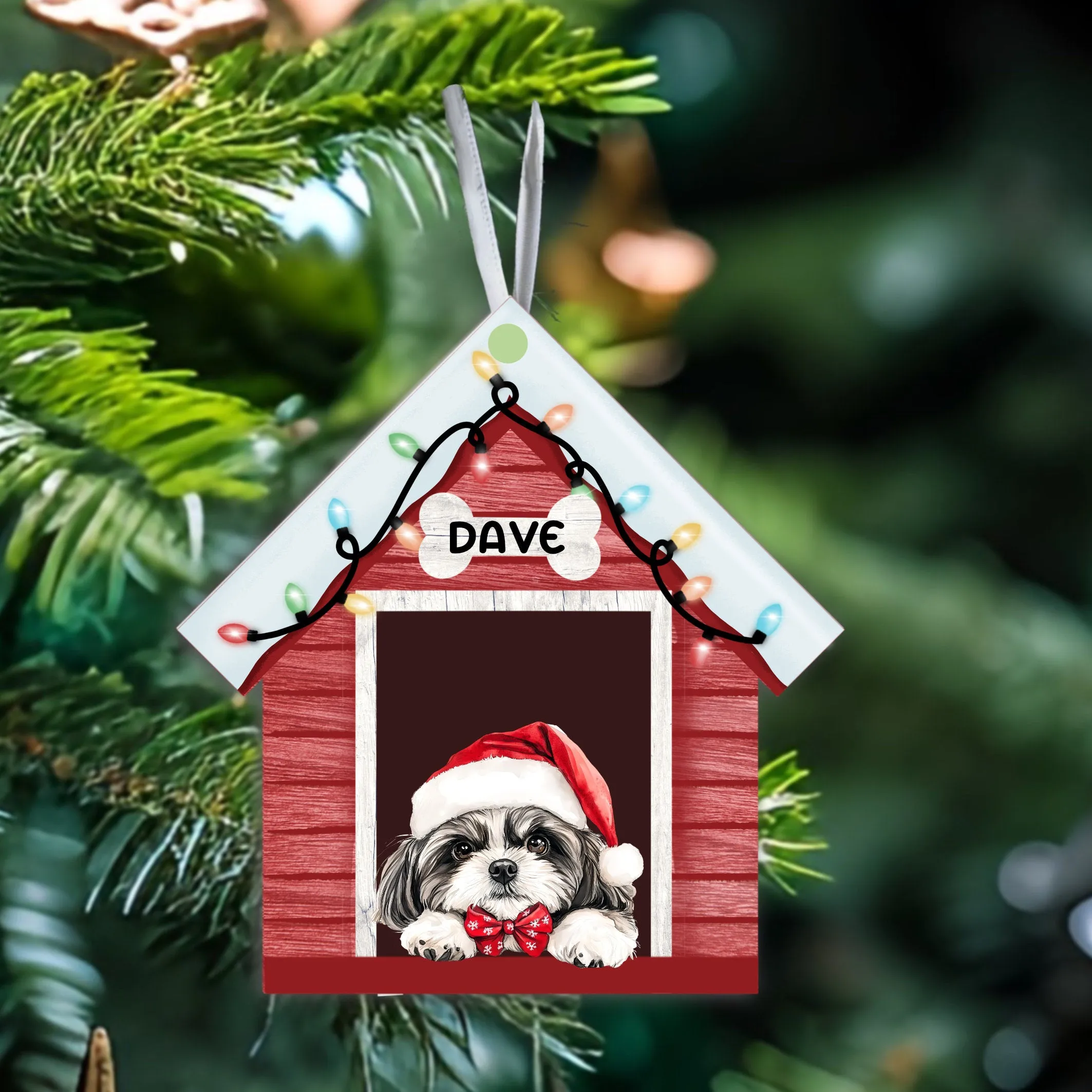 Personalised Christmas Dog Kennel Hanging Ornament – Custom Dog Photo or Choose Your Breed