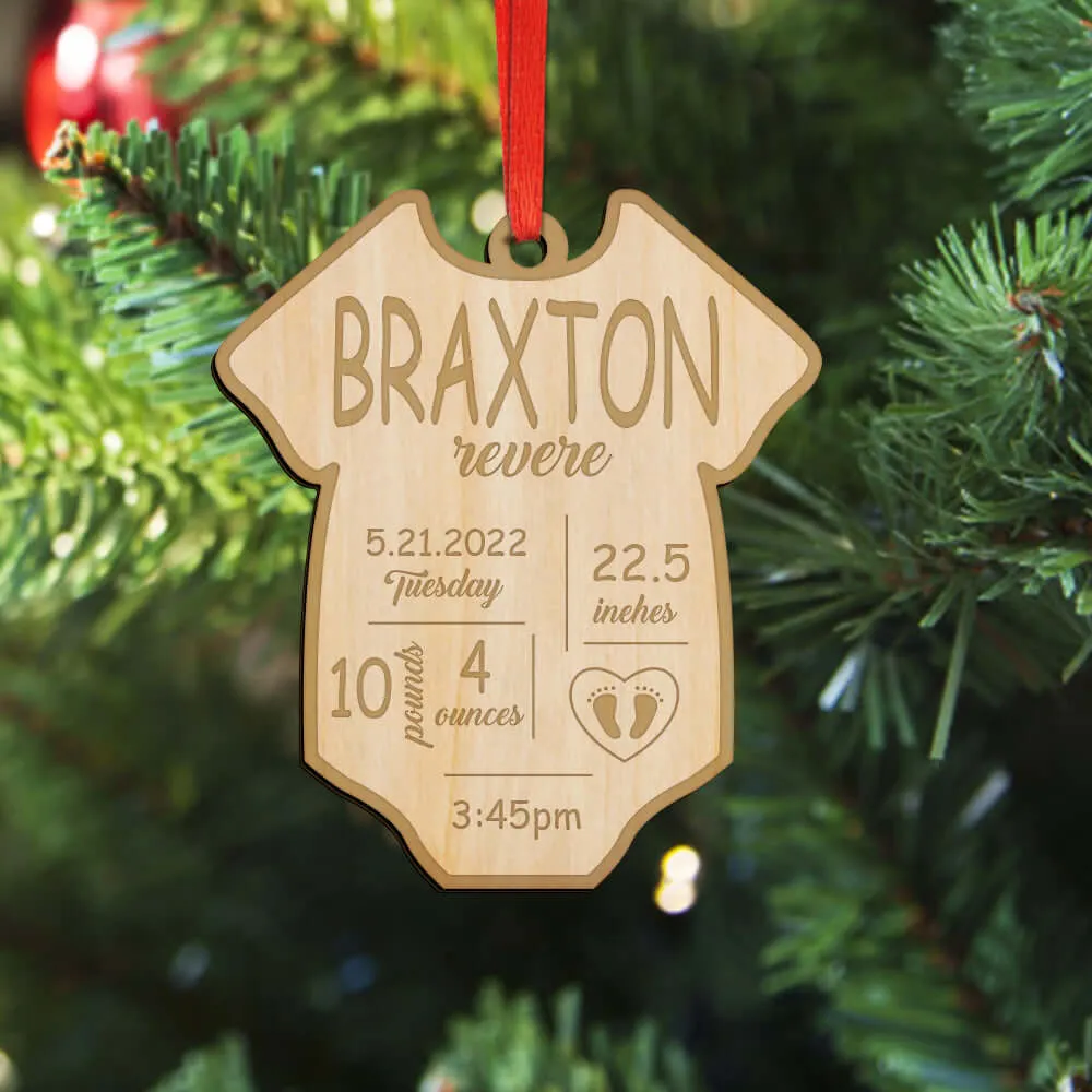 Personalized Baby Birth Stat Ornaments Gift for Baby's First Christmas