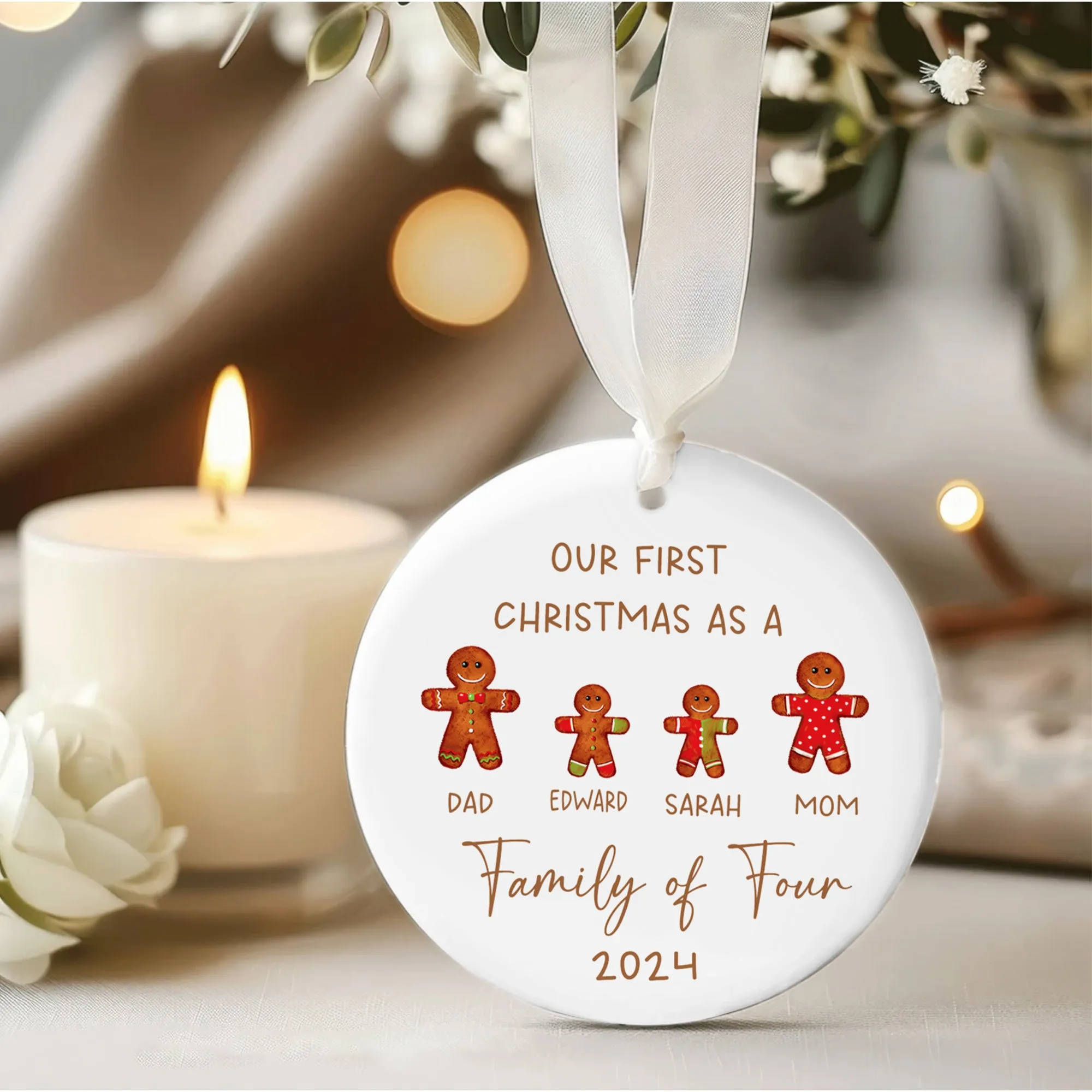 Personalized Ceramic Family Ornament, Family Keepsake CX02-24