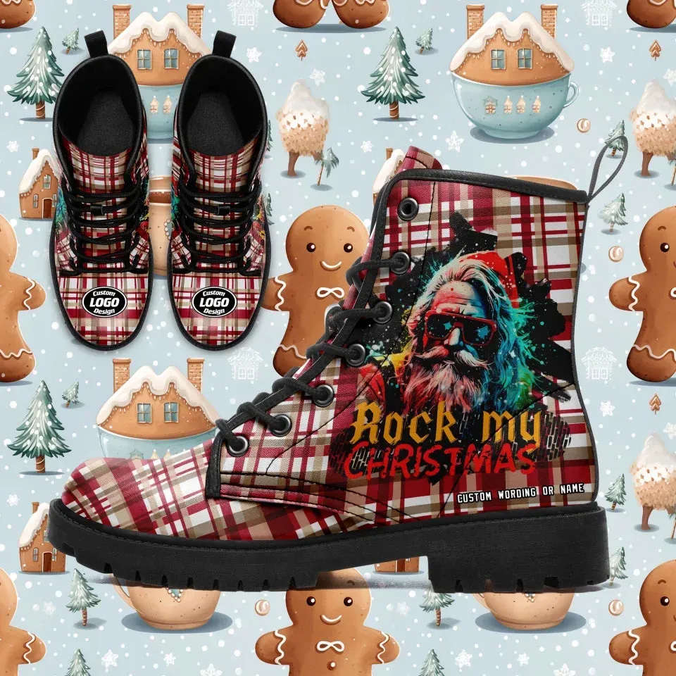 Personalized Christmas Boots, Custom Xmas Fashion Boots, Jolly and Bright Christmas Gift