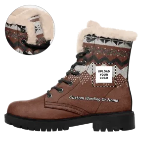 Personalized company gifts, Personalized Corporate Gifts Personalized Grid Design Boots, Custom Christmas Boots, Warm-Fur Boot Gift,WB-23020137