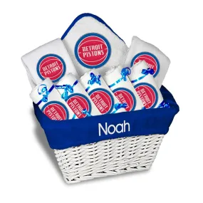 Personalized Detroit Pistons Large Basket - 9 Items