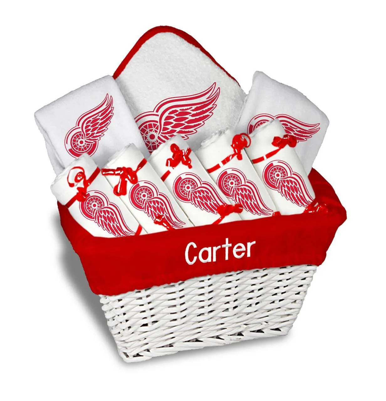 Personalized Detroit Red Wings Large Basket - 9 Items