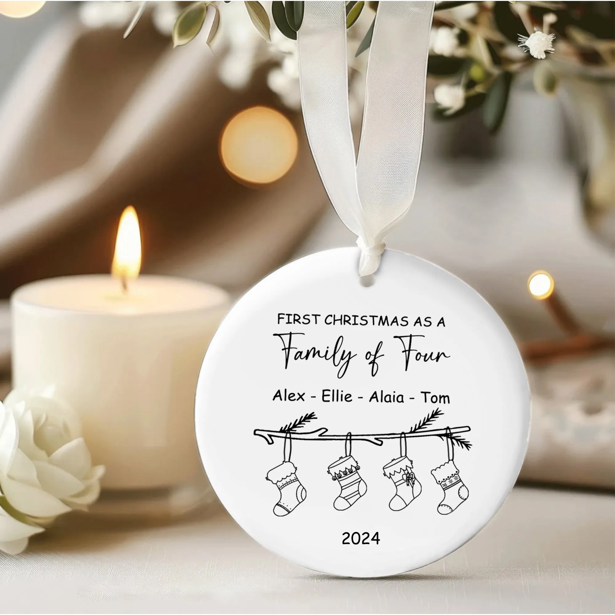 Personalized Family Christmas Ornament, Family Ceramic Ornament CX02-38