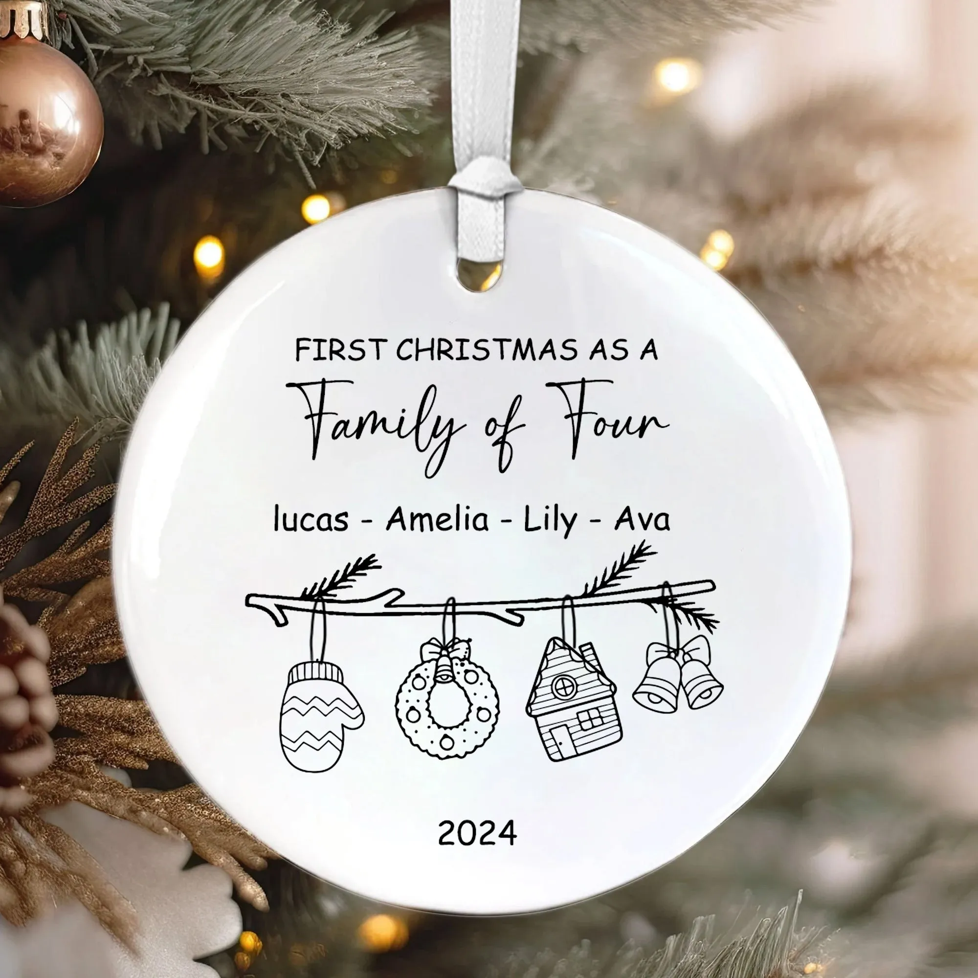 Personalized Family Christmas Ornament, Family Ceramic Ornament CX02-38