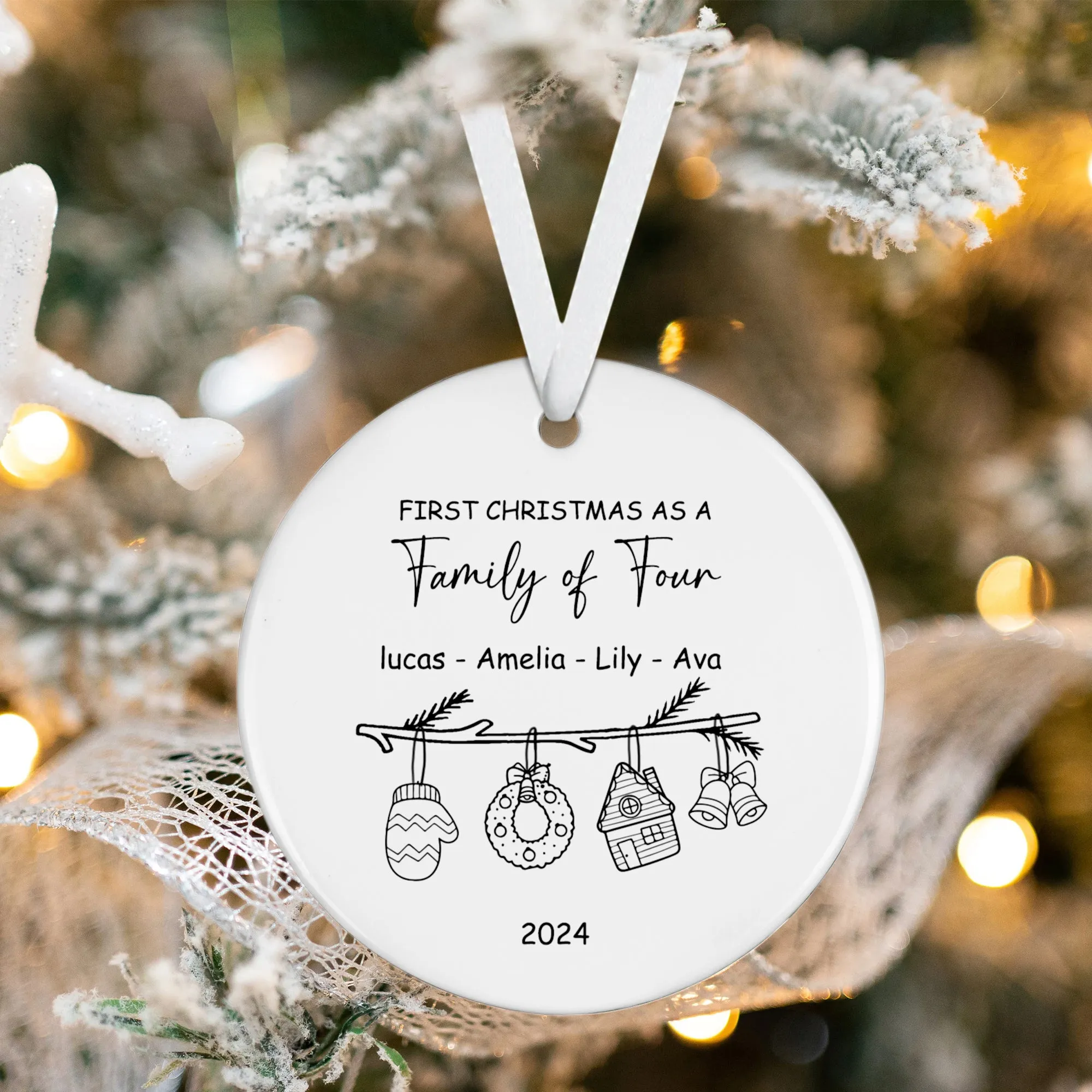 Personalized Family Christmas Ornament, Family Ceramic Ornament CX02-38