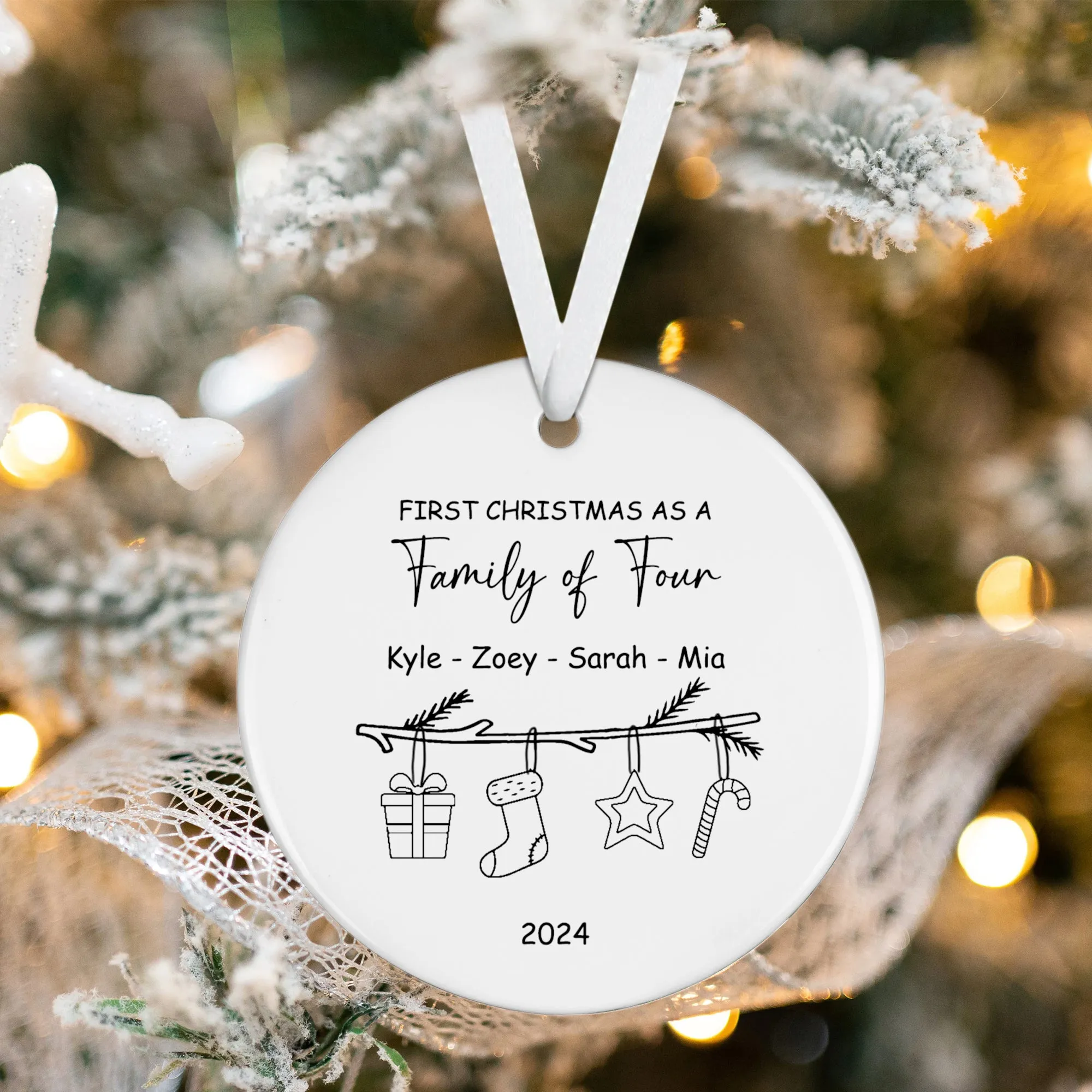 Personalized Family Christmas Ornament, Family Ceramic Ornament CX02-38