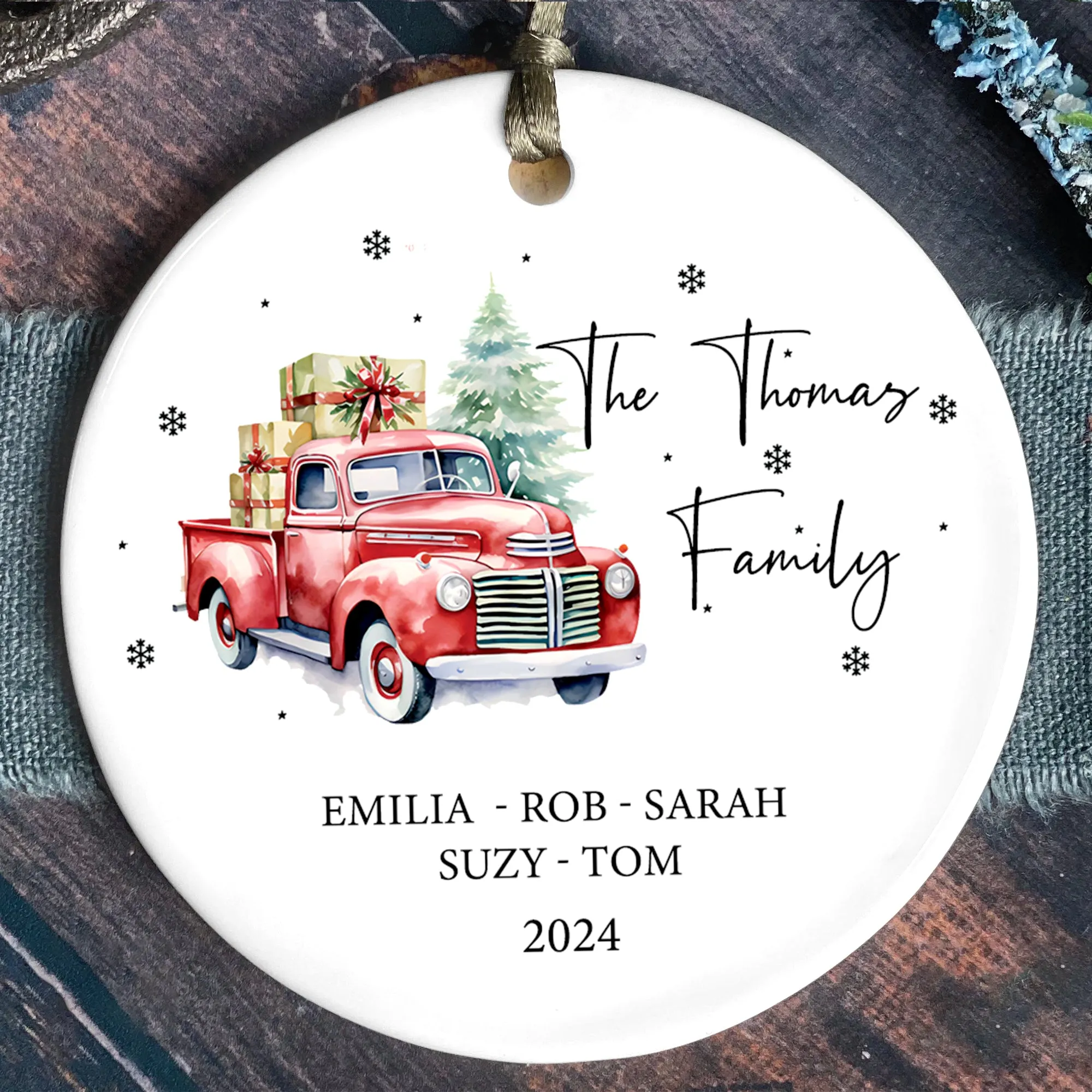 Personalized Family Christmas Ornament, Family Ceramic Ornament CX02-50