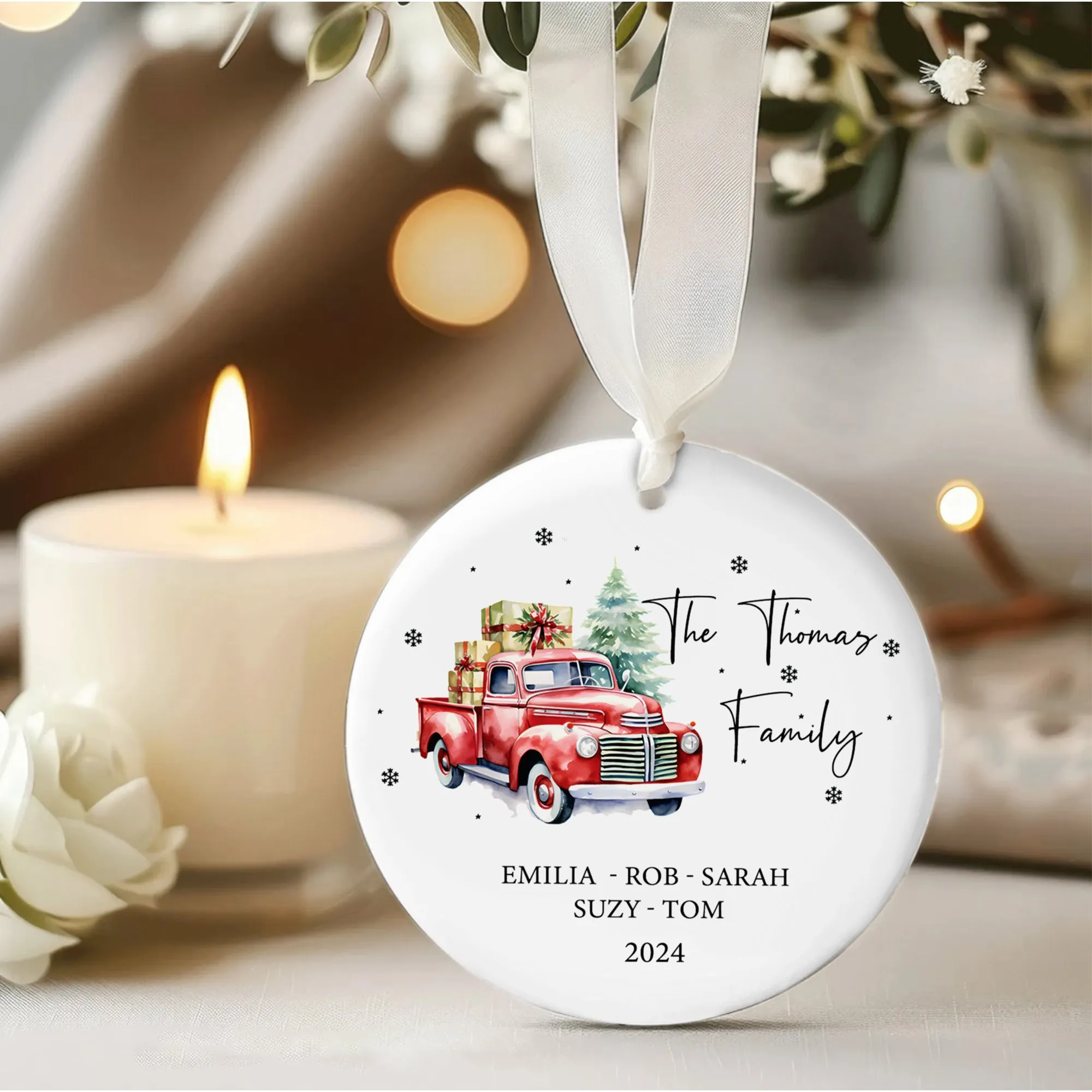 Personalized Family Christmas Ornament, Family Ceramic Ornament CX02-50