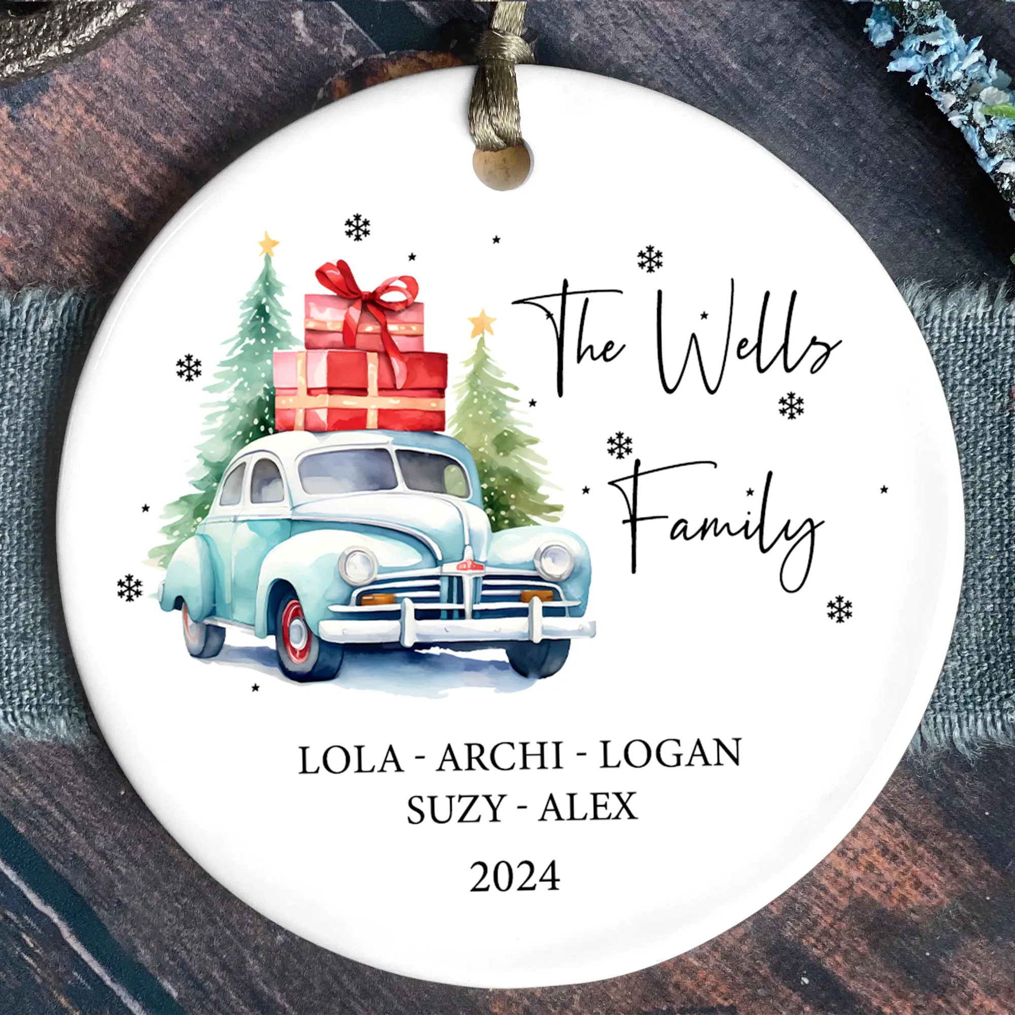 Personalized Family Christmas Ornament, Family Ceramic Ornament CX02-50