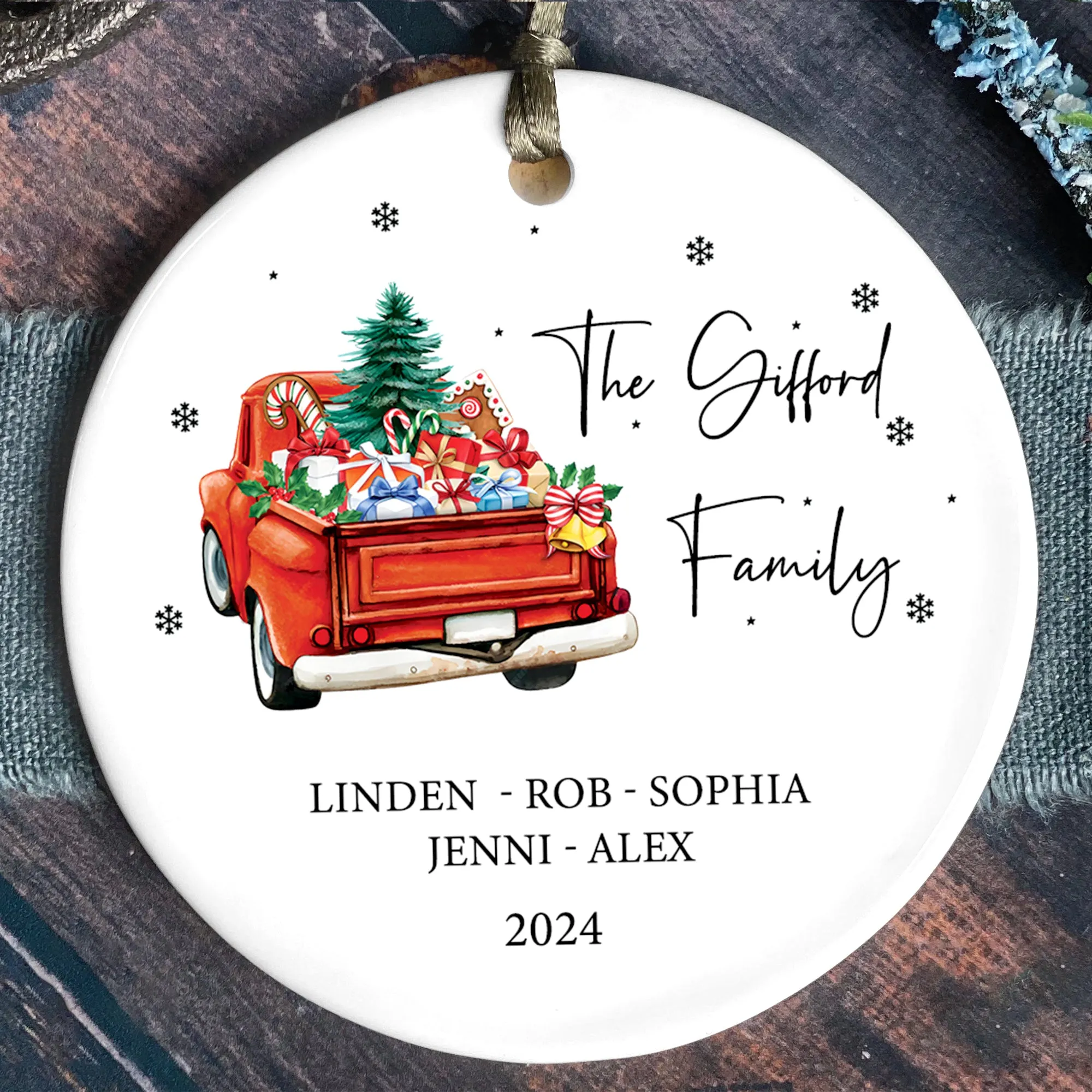 Personalized Family Christmas Ornament, Family Ceramic Ornament CX02-50