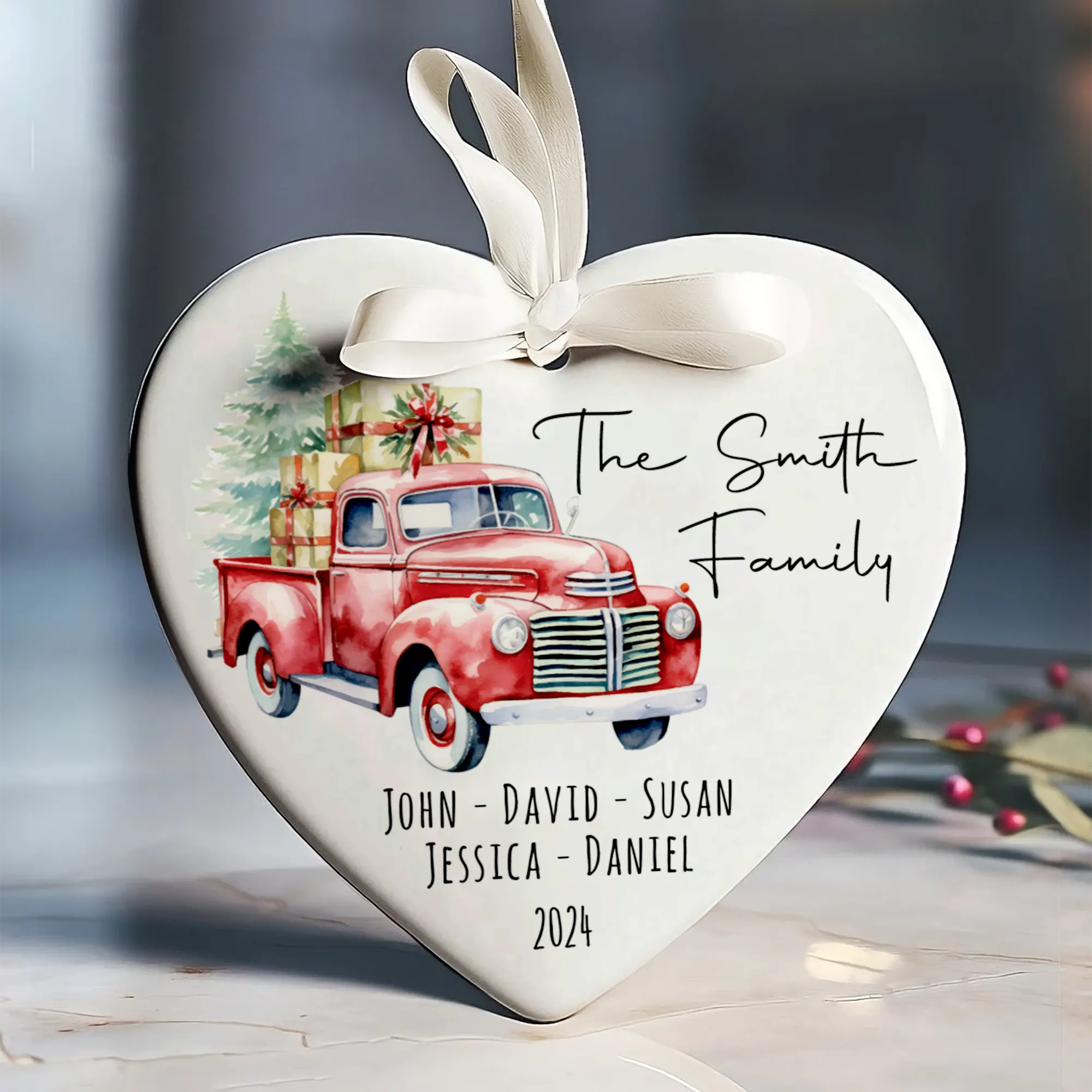 Personalized Family Christmas Ornament, Family Ceramic Ornament CY02-2