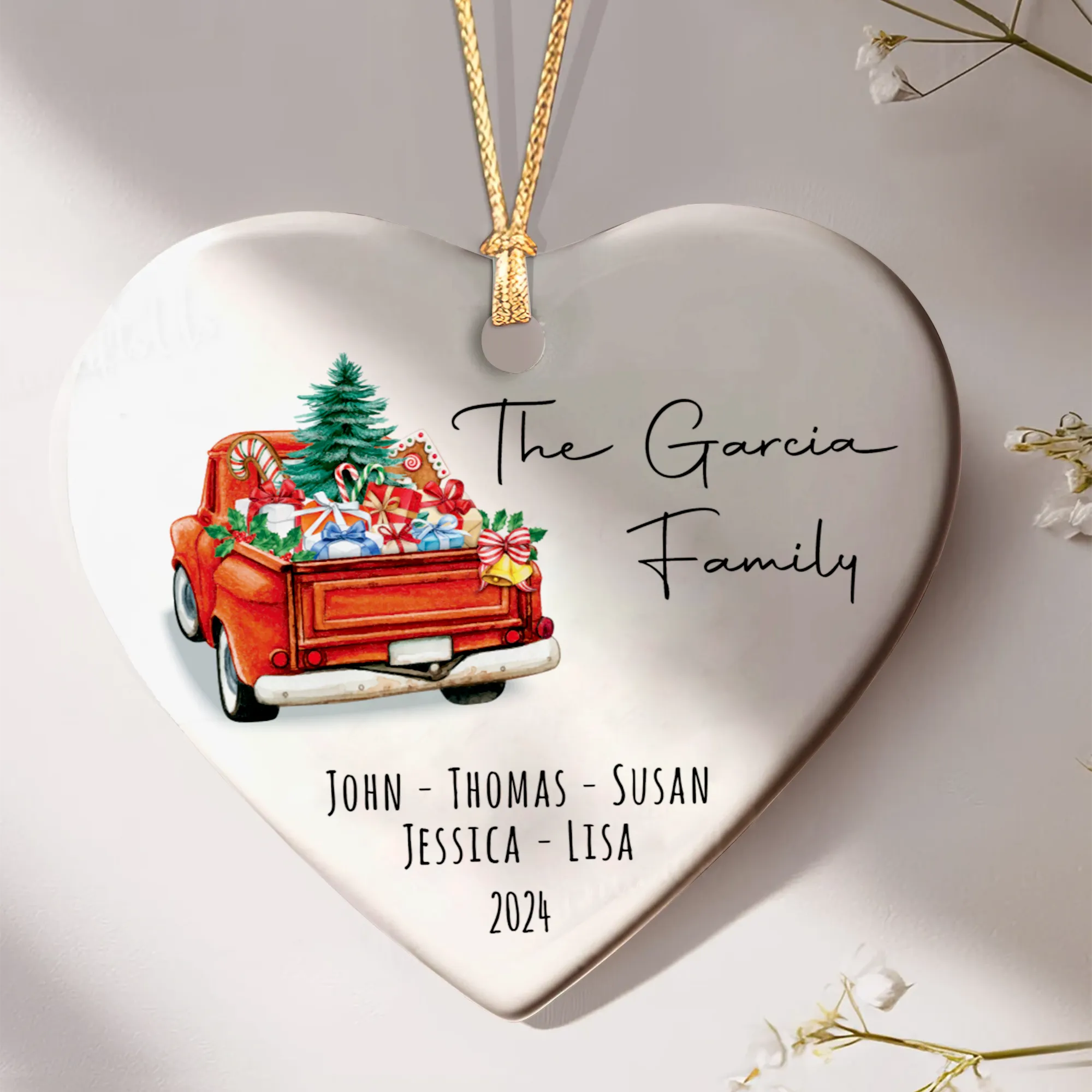 Personalized Family Christmas Ornament, Family Ceramic Ornament CY02-2