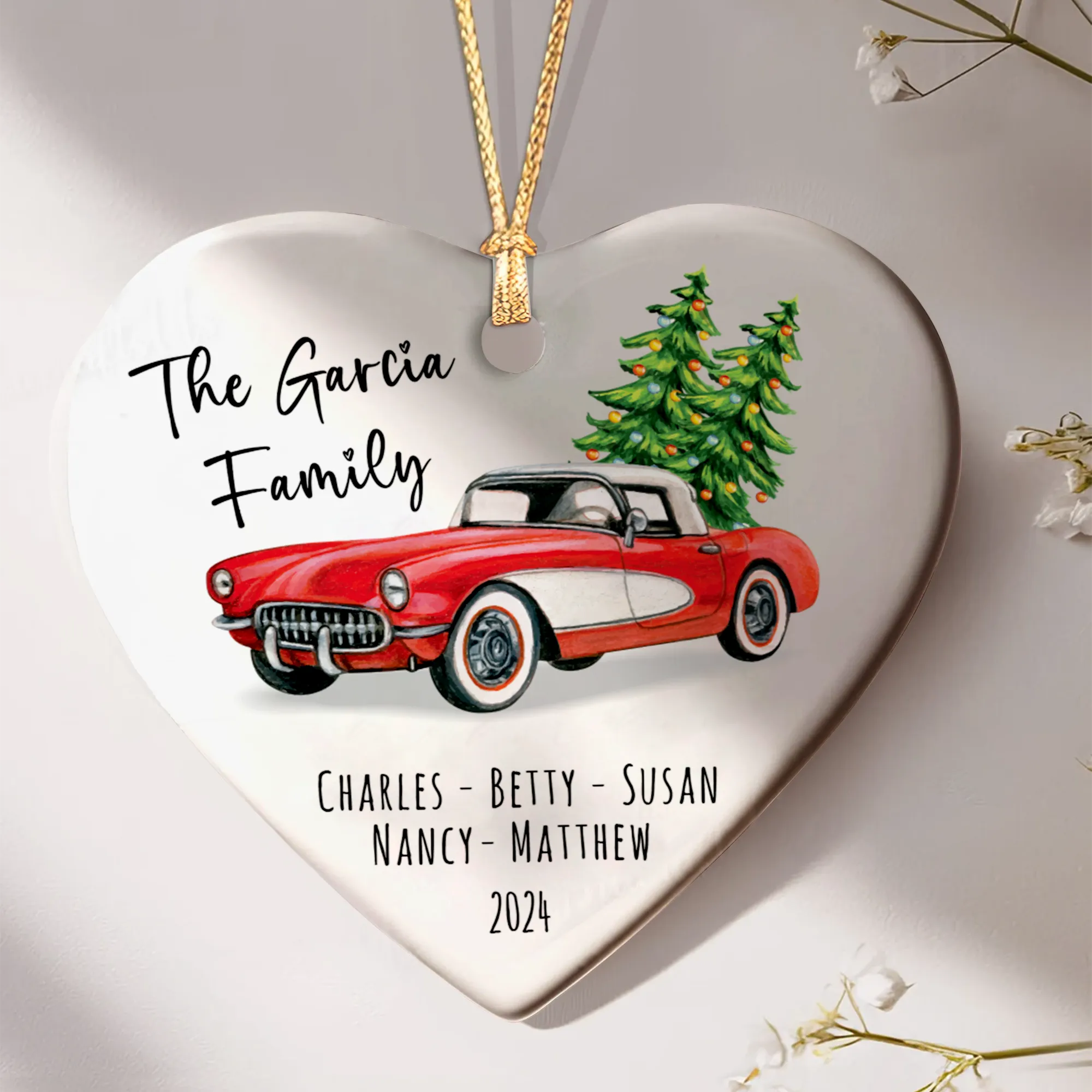 Personalized Family Christmas Ornament, Family Ceramic Ornament CY02-2