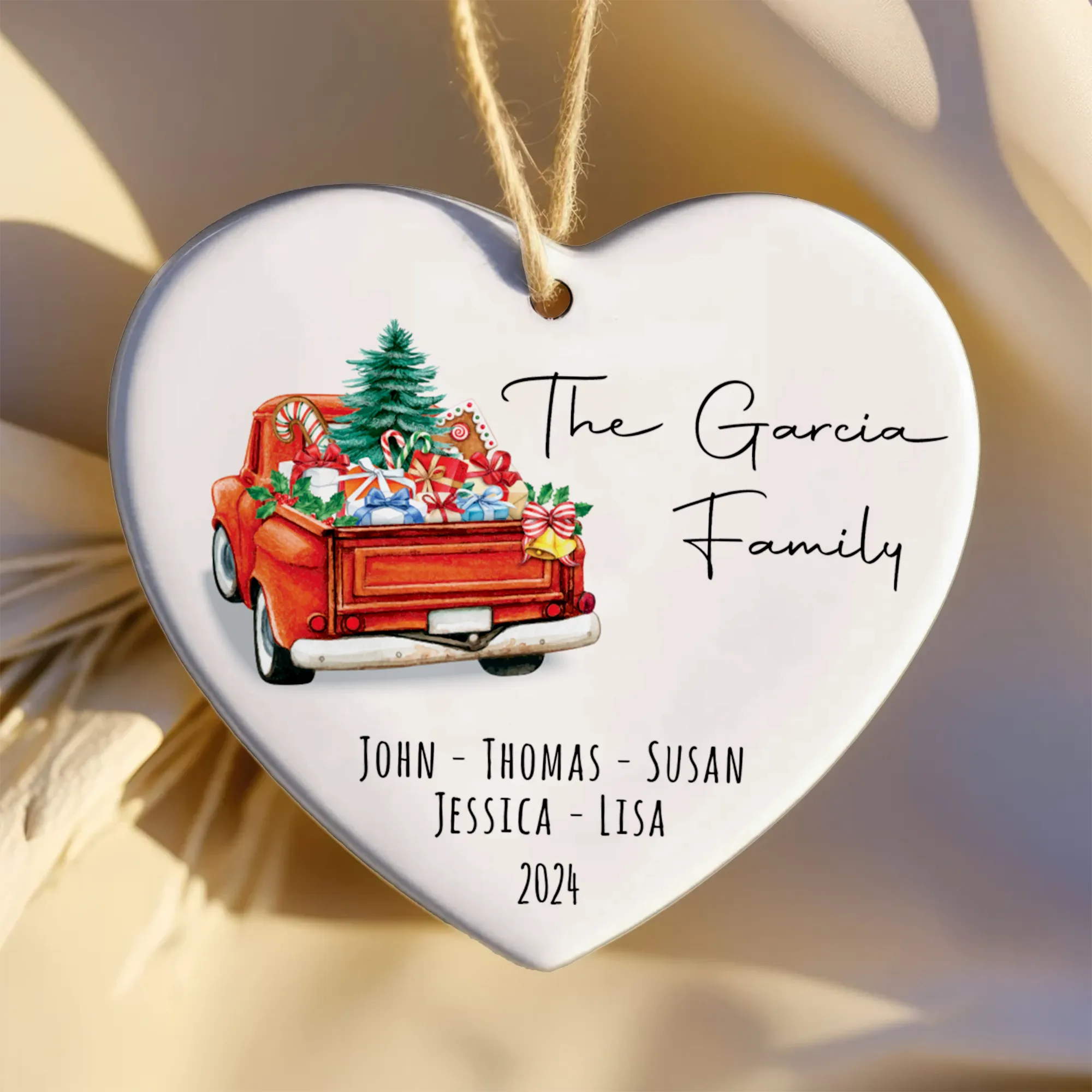 Personalized Family Christmas Ornament, Family Ceramic Ornament CY02-2