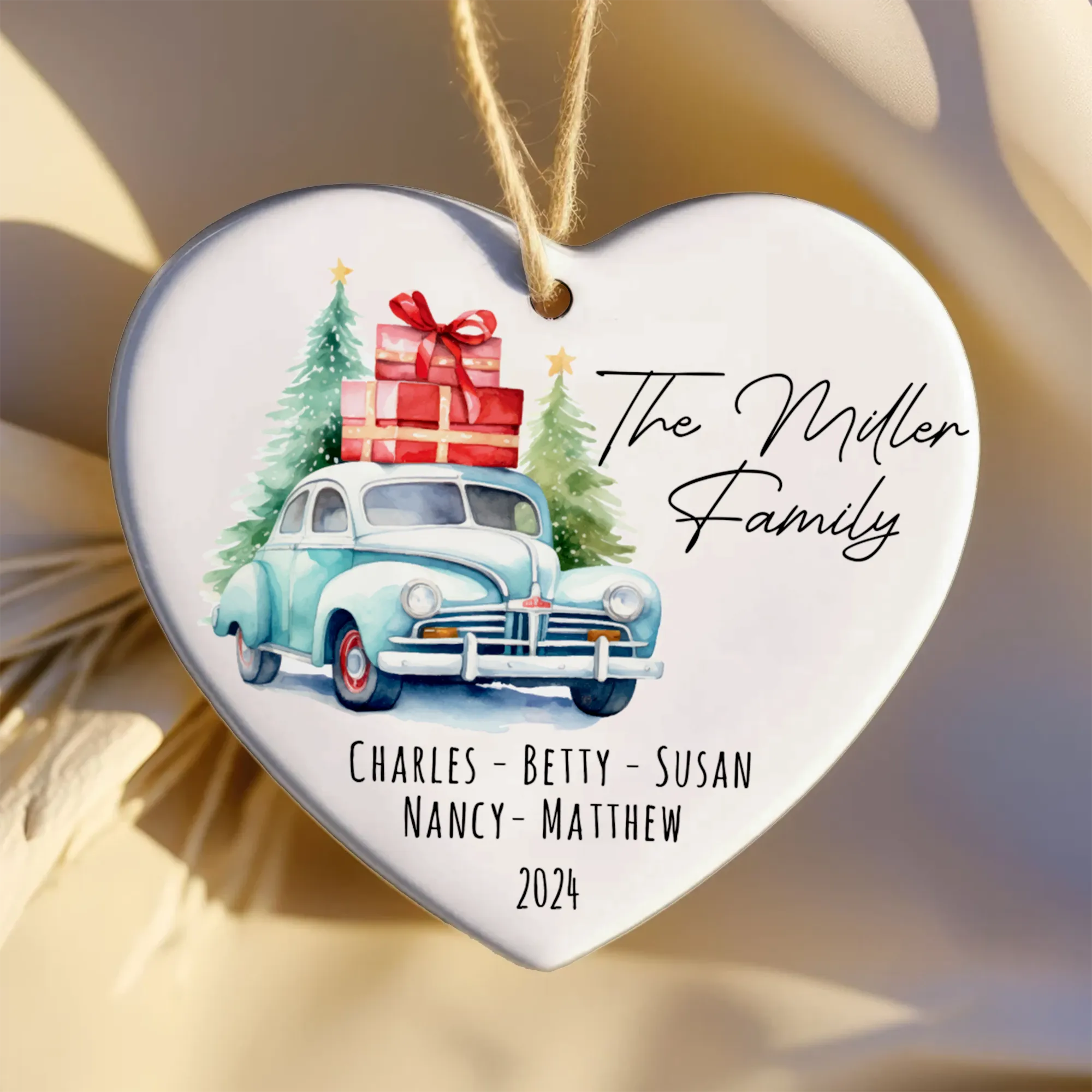 Personalized Family Christmas Ornament, Family Ceramic Ornament CY02-2