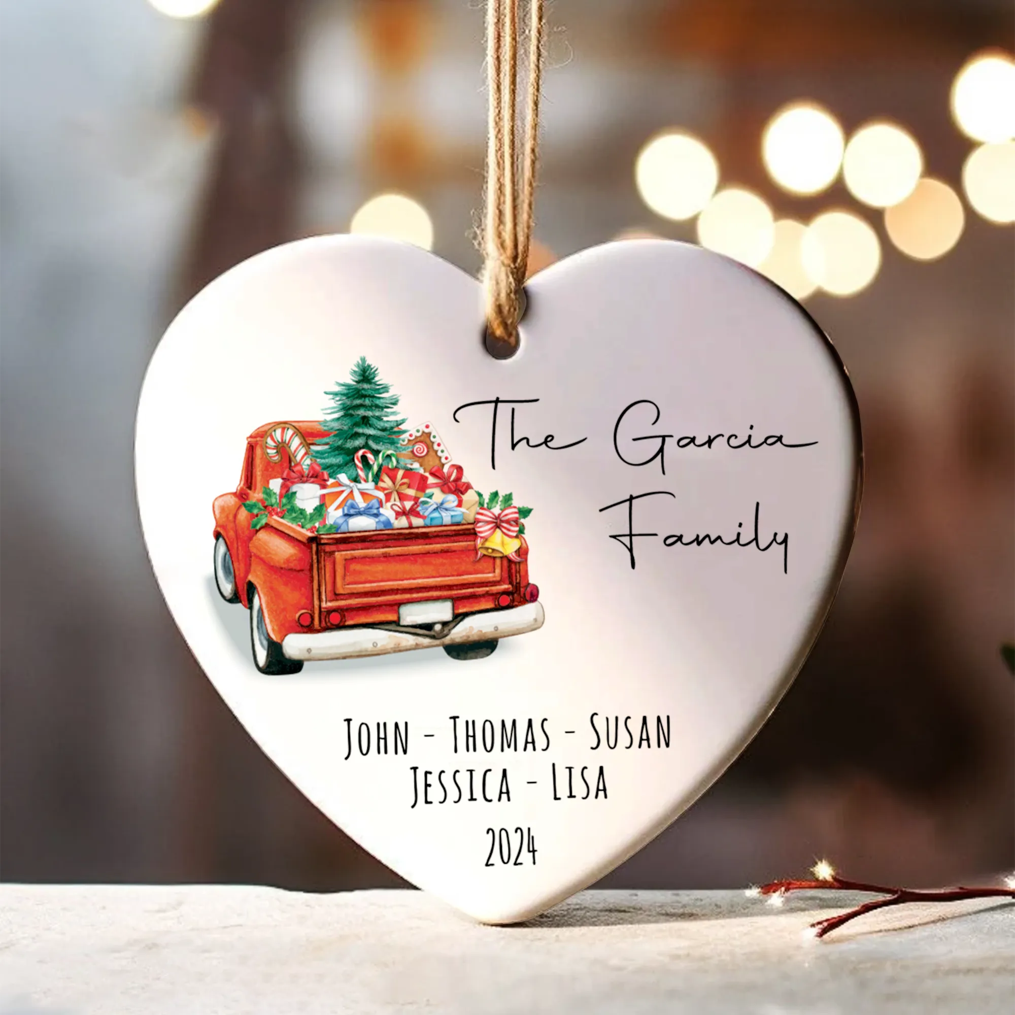 Personalized Family Christmas Ornament, Family Ceramic Ornament CY02-2