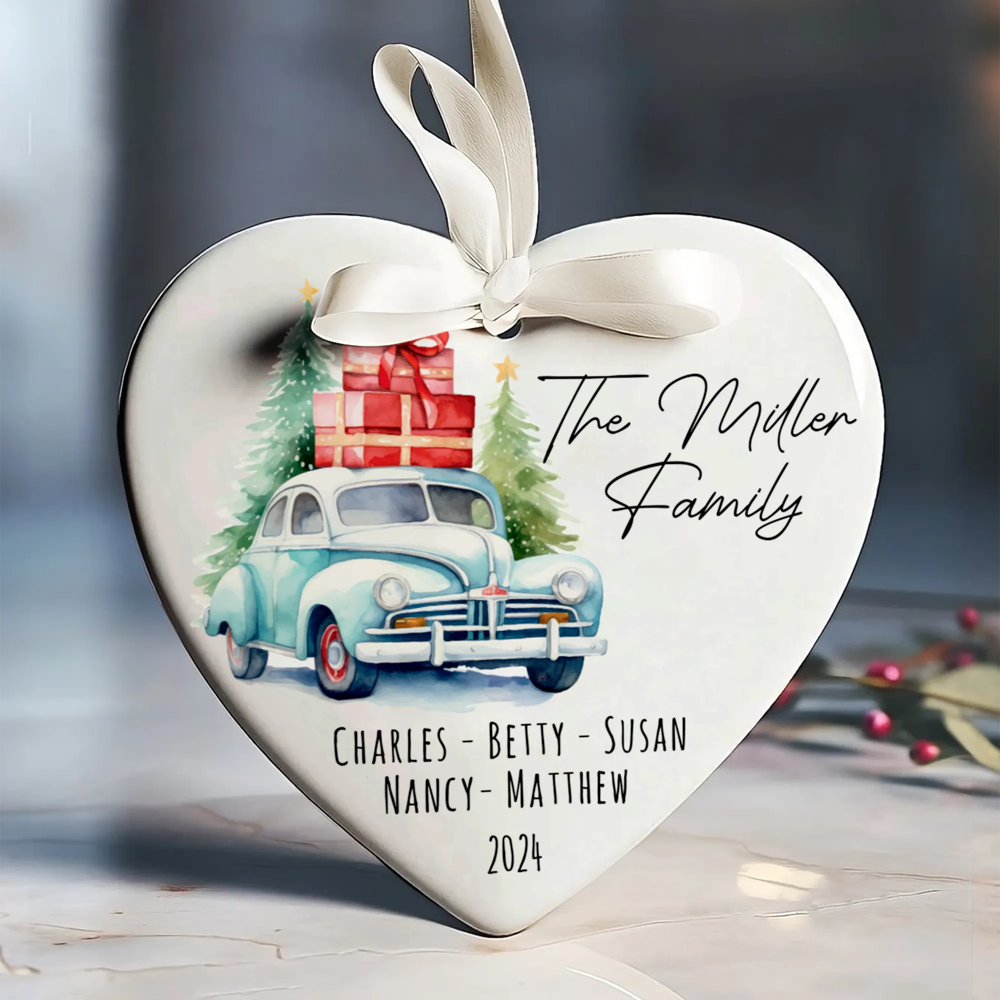 Personalized Family Christmas Ornament, Family Ceramic Ornament CY02-2