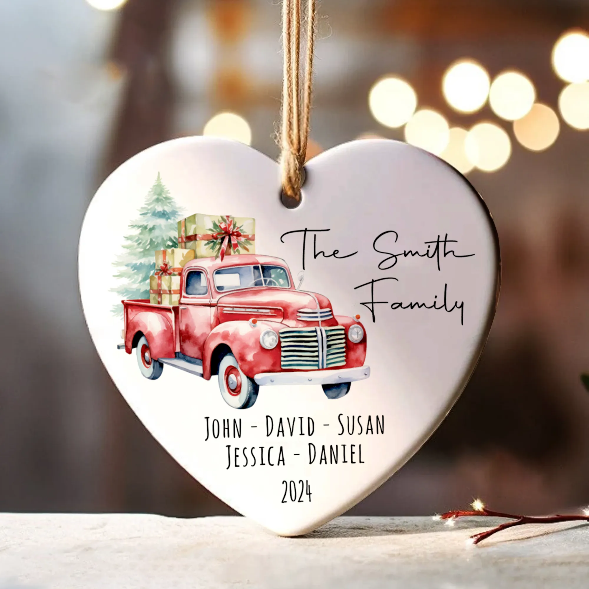 Personalized Family Christmas Ornament, Family Ceramic Ornament CY02-2