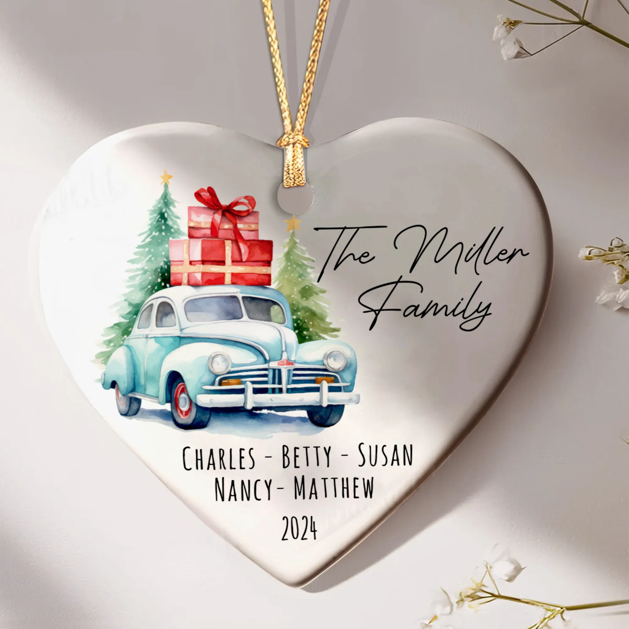 Personalized Family Christmas Ornament, Family Ceramic Ornament CY02-2