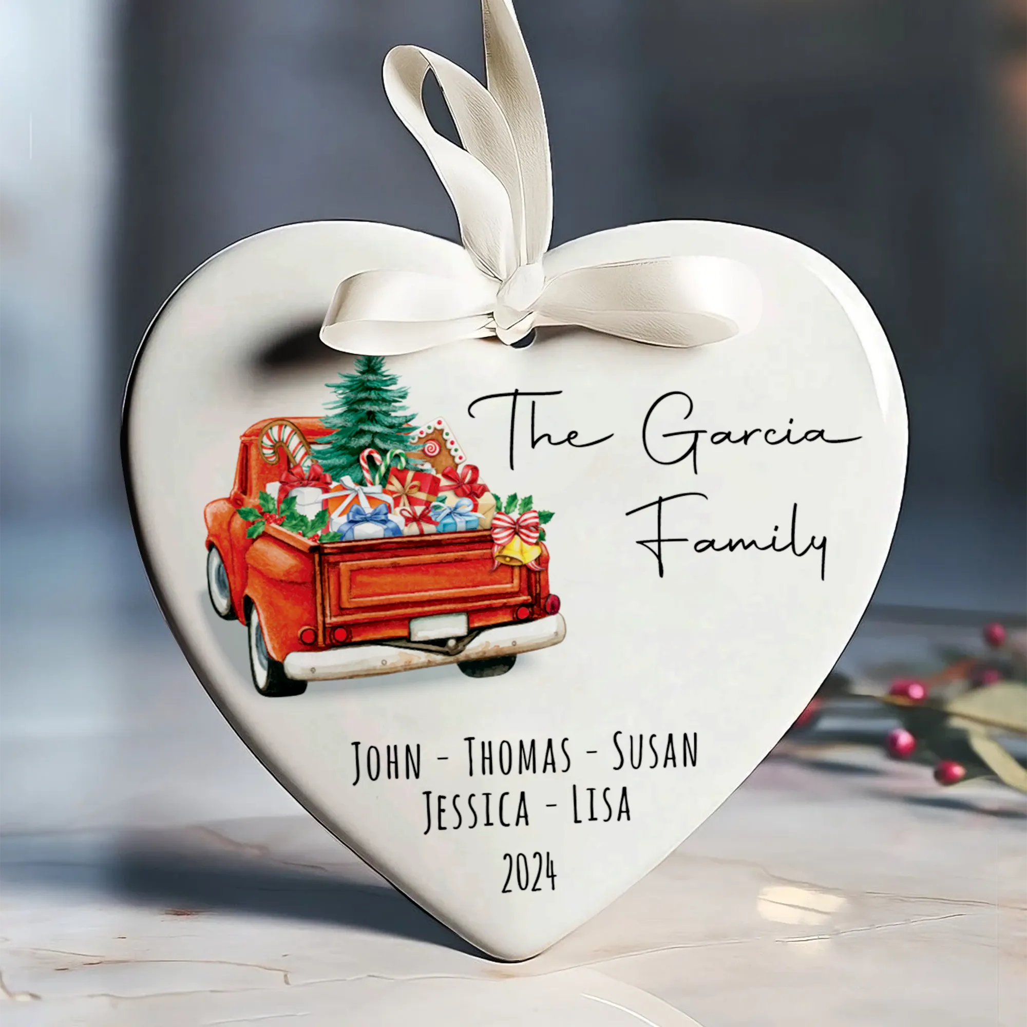 Personalized Family Christmas Ornament, Family Ceramic Ornament CY02-2