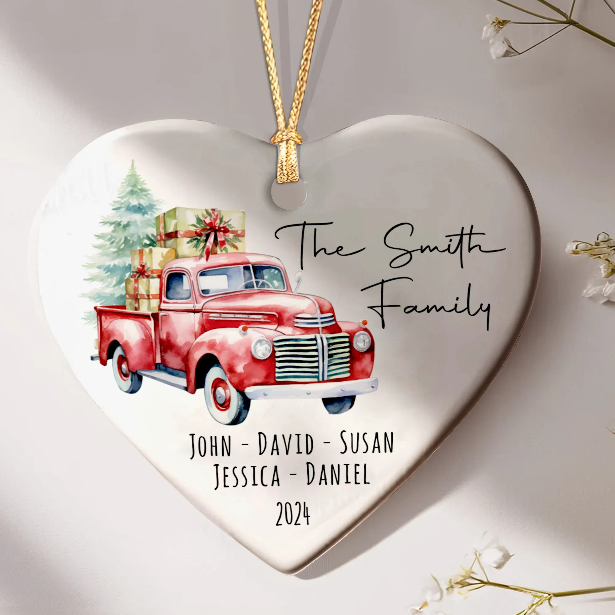 Personalized Family Christmas Ornament, Family Ceramic Ornament CY02-2