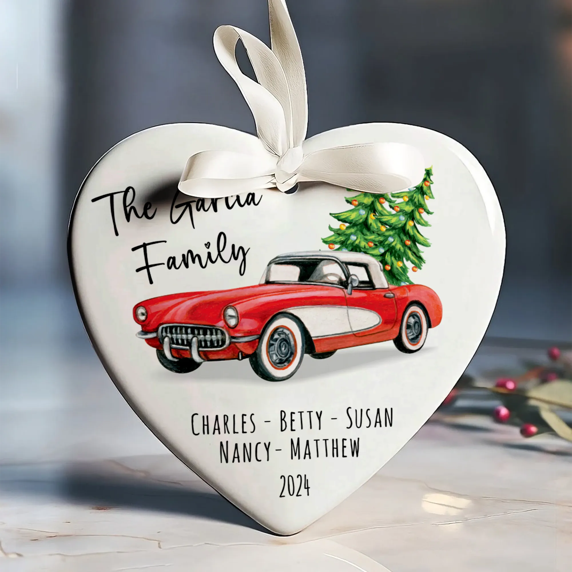 Personalized Family Christmas Ornament, Family Ceramic Ornament CY02-2