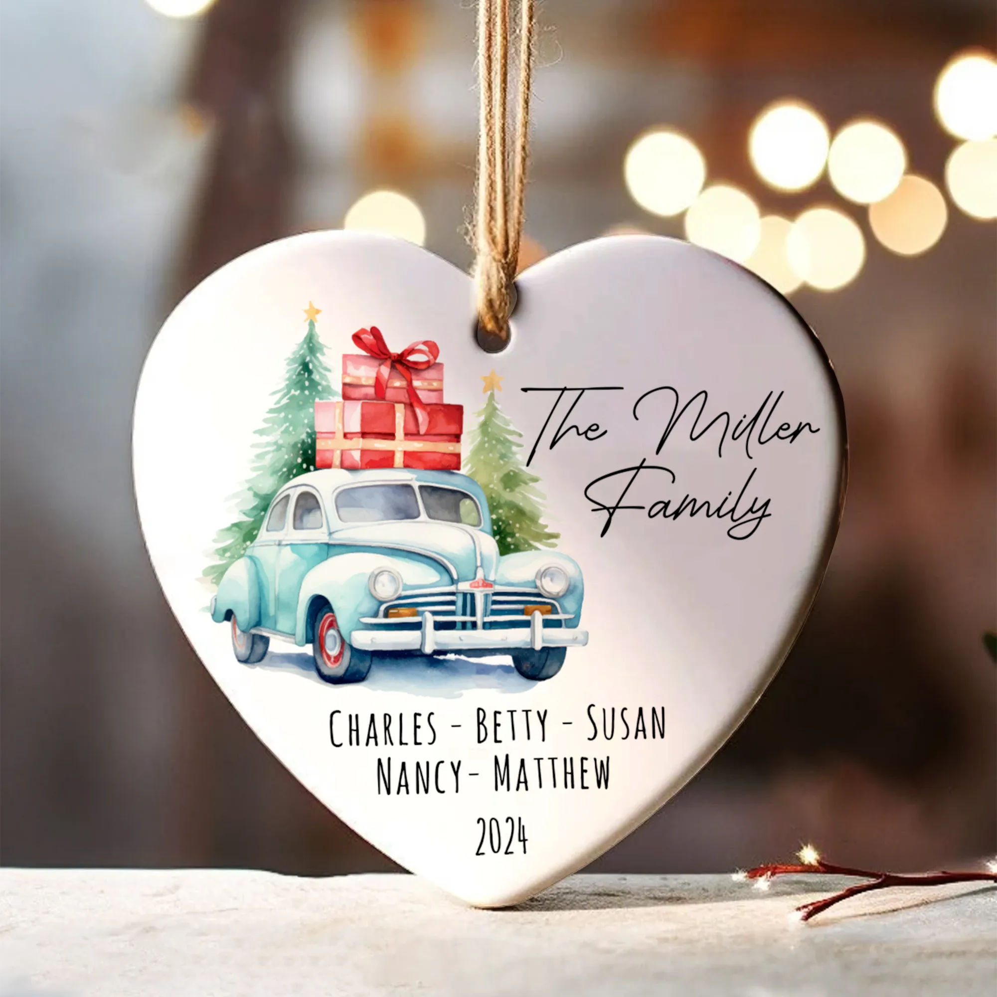 Personalized Family Christmas Ornament, Family Ceramic Ornament CY02-2